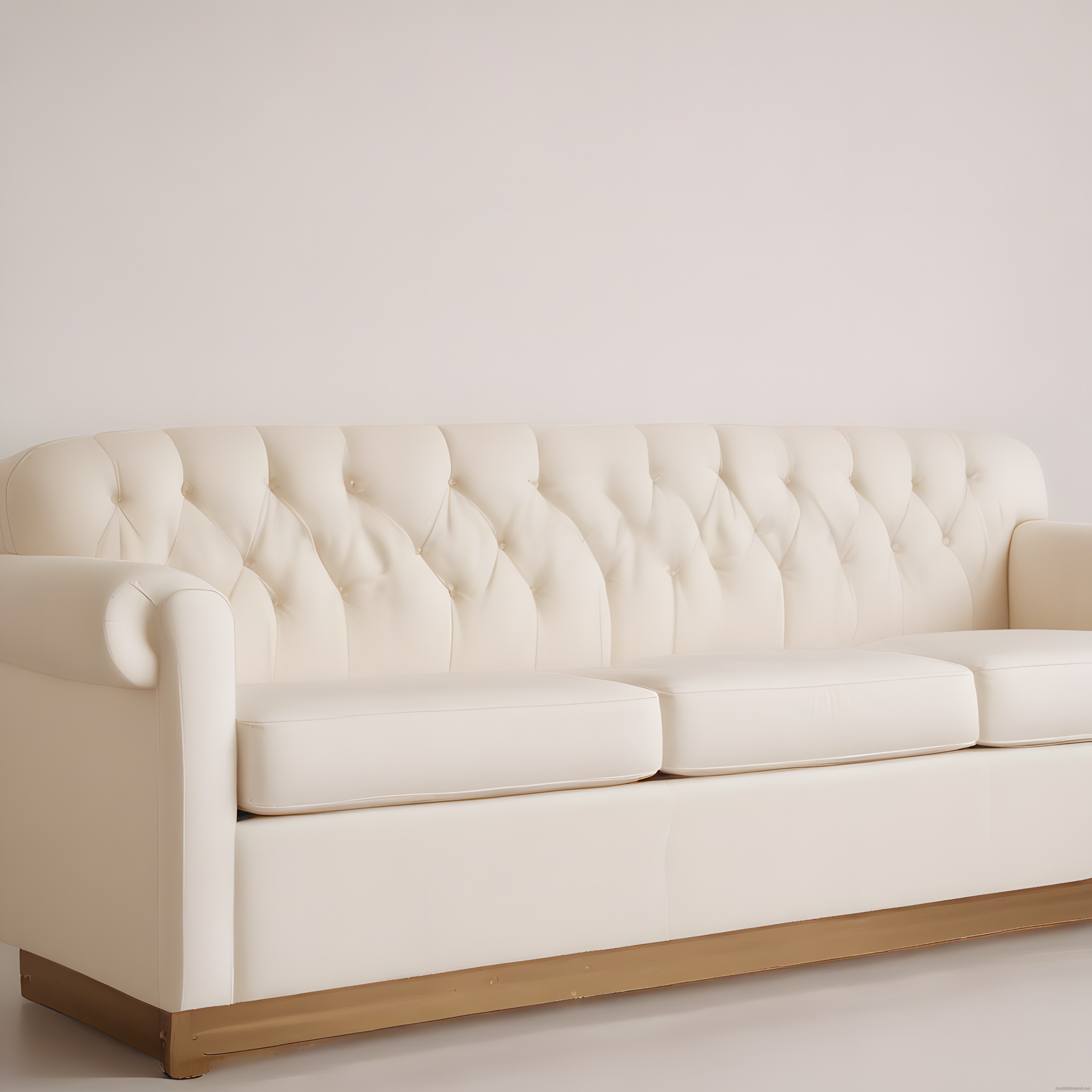 Krem Rengi Chesterfield Kanepe ve Altın Detaylı Modern Oturma Odası Tasarımı