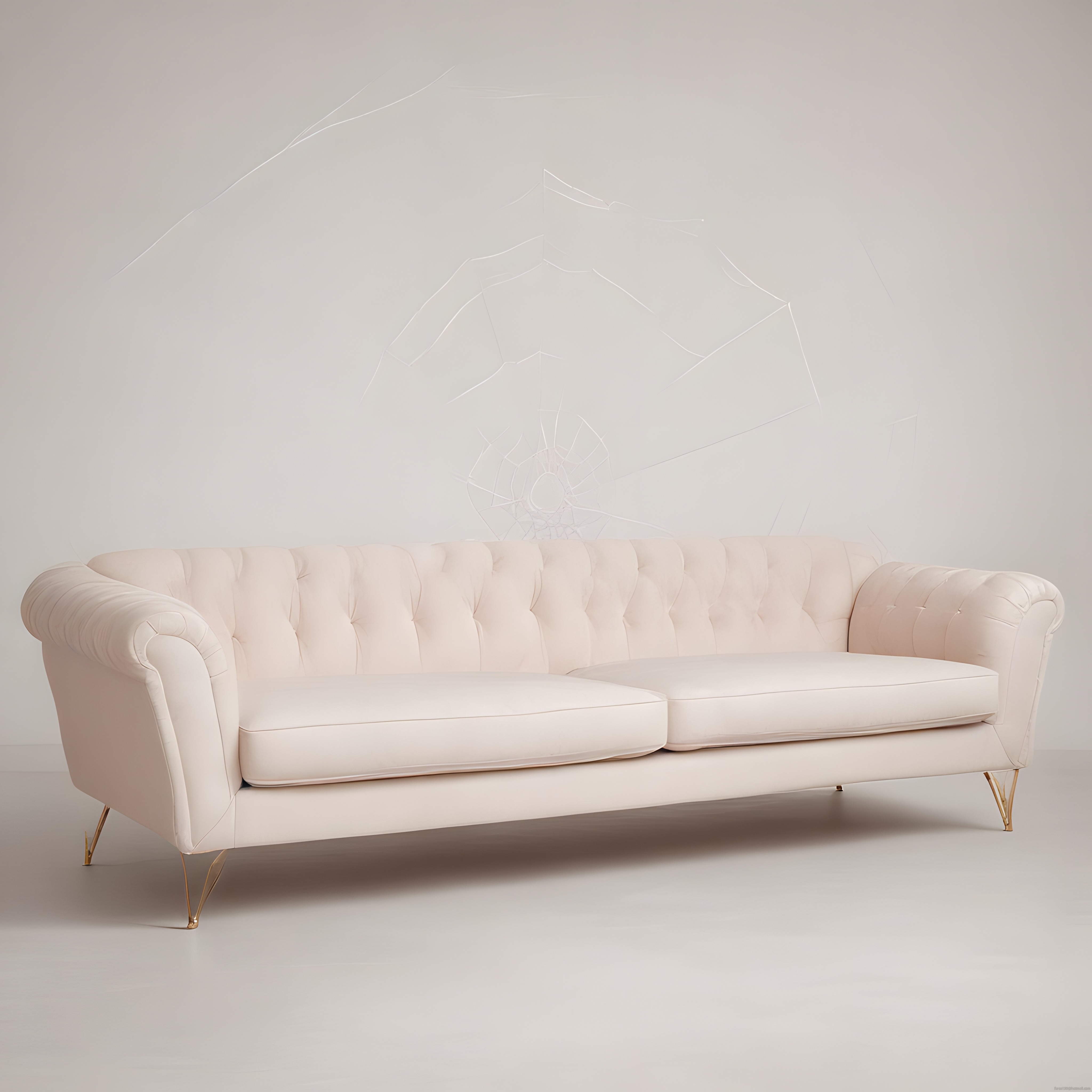 Krem Rengi Chesterfield Kanepe ve Modern Minimalist İç Mekan Tasarımı