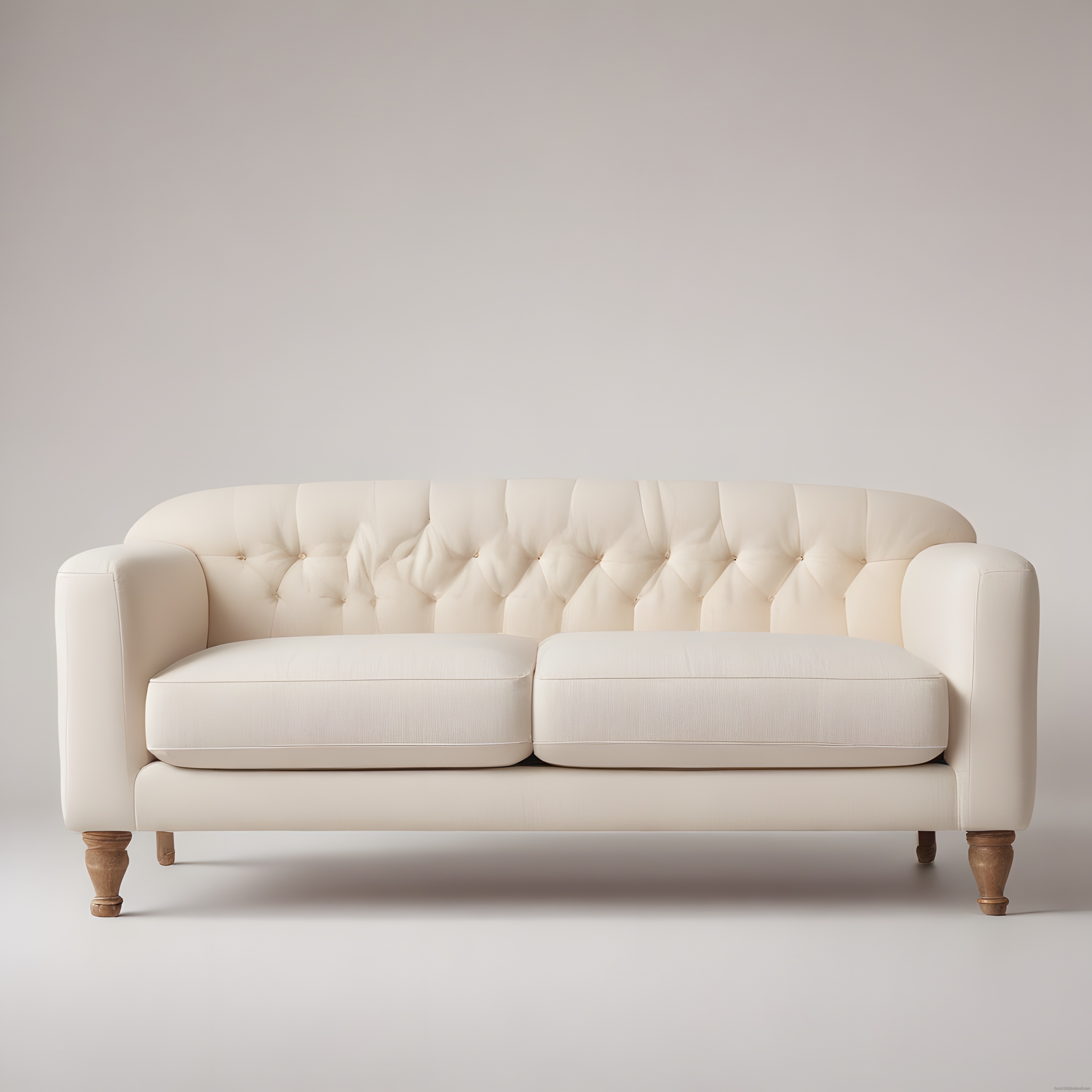 Krem Rengi Düğmeli Chesterfield İkili Koltuk ve Minimalist Nötr Dekor