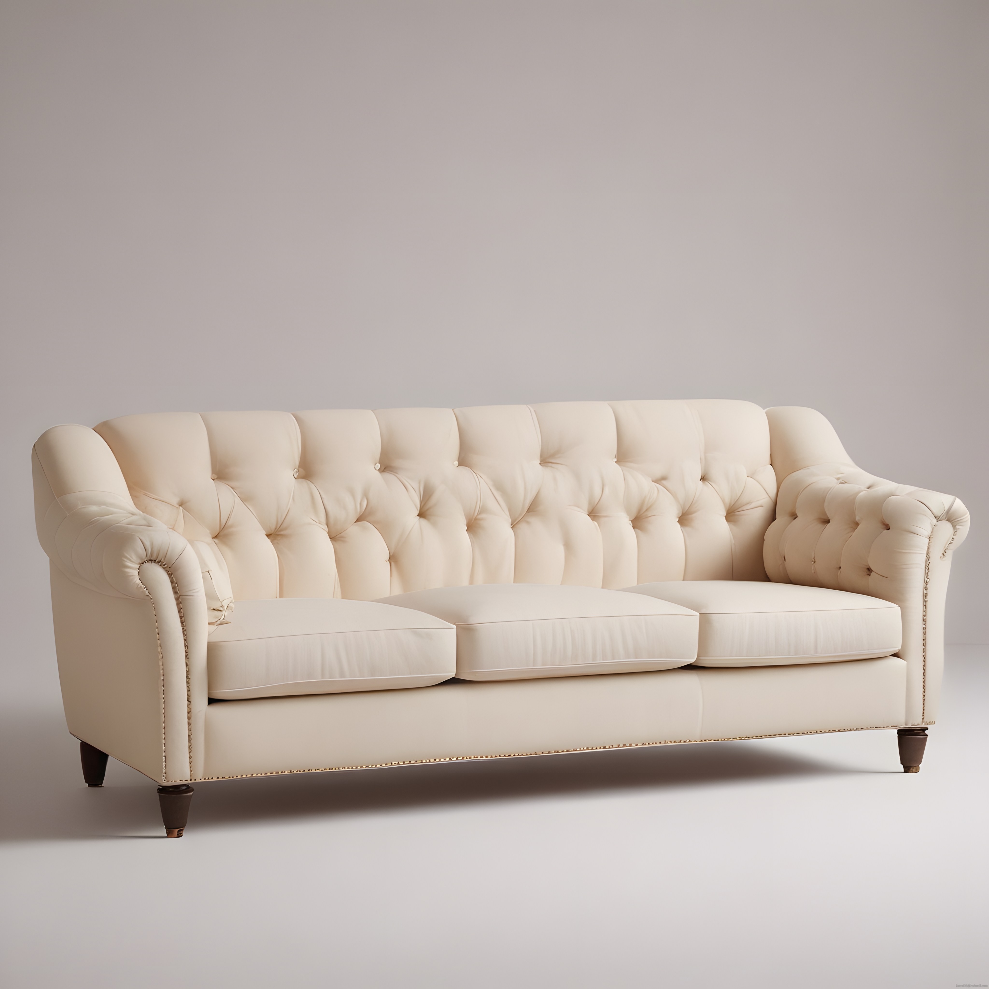 Krem Rengi Düğmeli Chesterfield Kanepe ile Zamansız ve Şık Salon Dekorasyonu