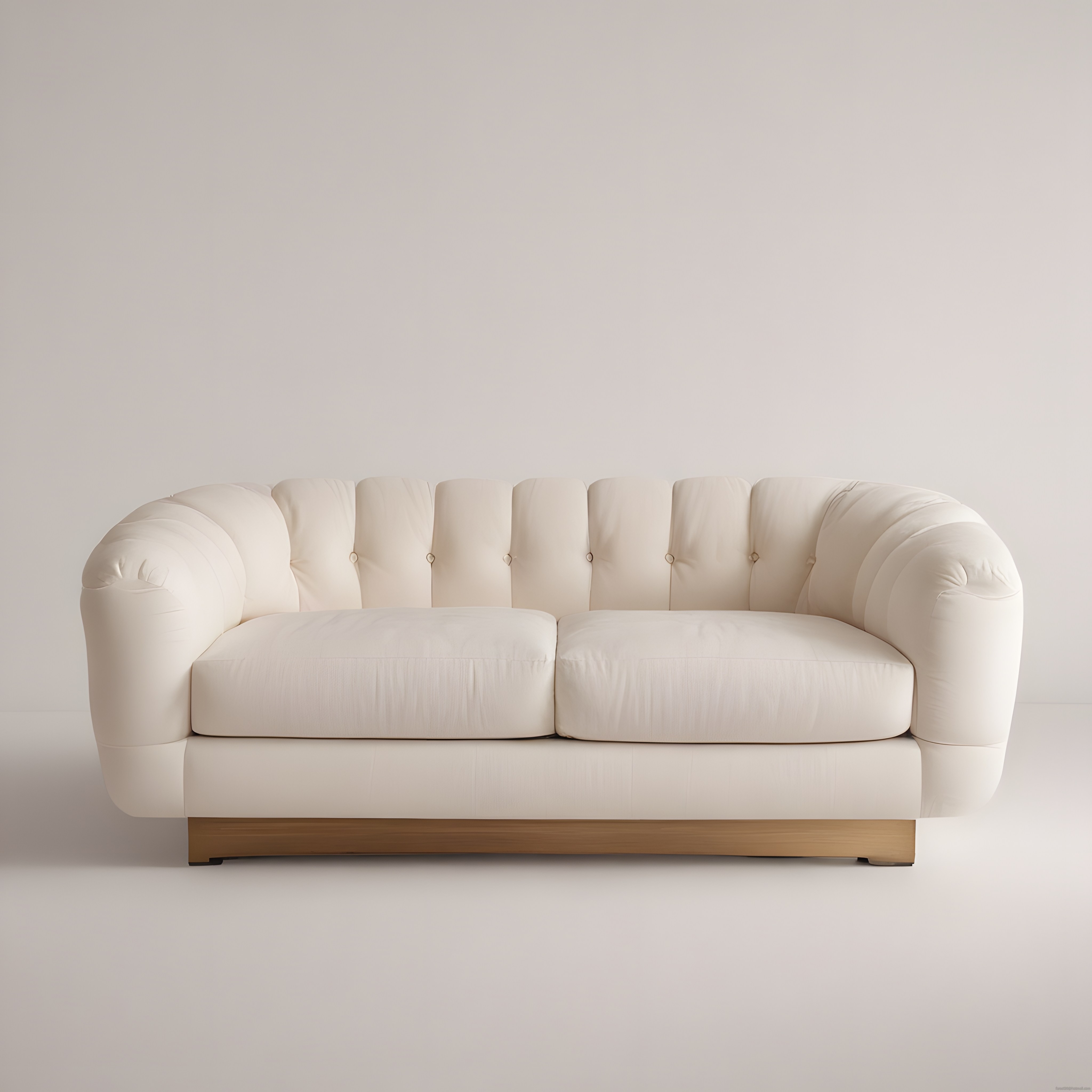 Krem Rengi Düğmeli Modern Kanepe ile Minimalist Salon Dekorasyonu