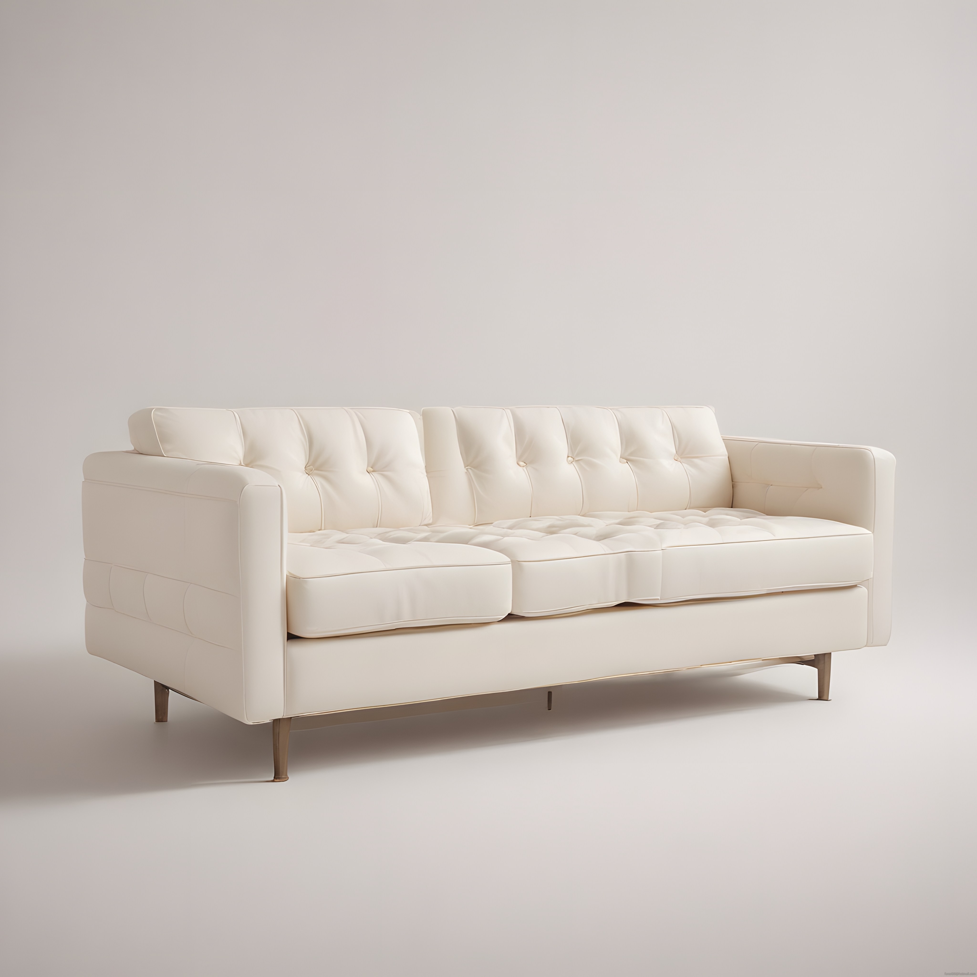 Krem Rengi Düğmeli Modern Üçlü Kanepe: Minimalist Salon Mobilyası Krem Rengi Düğmeli Modern Üçlü Kanepe: Minimalist Salon Mobilyası
