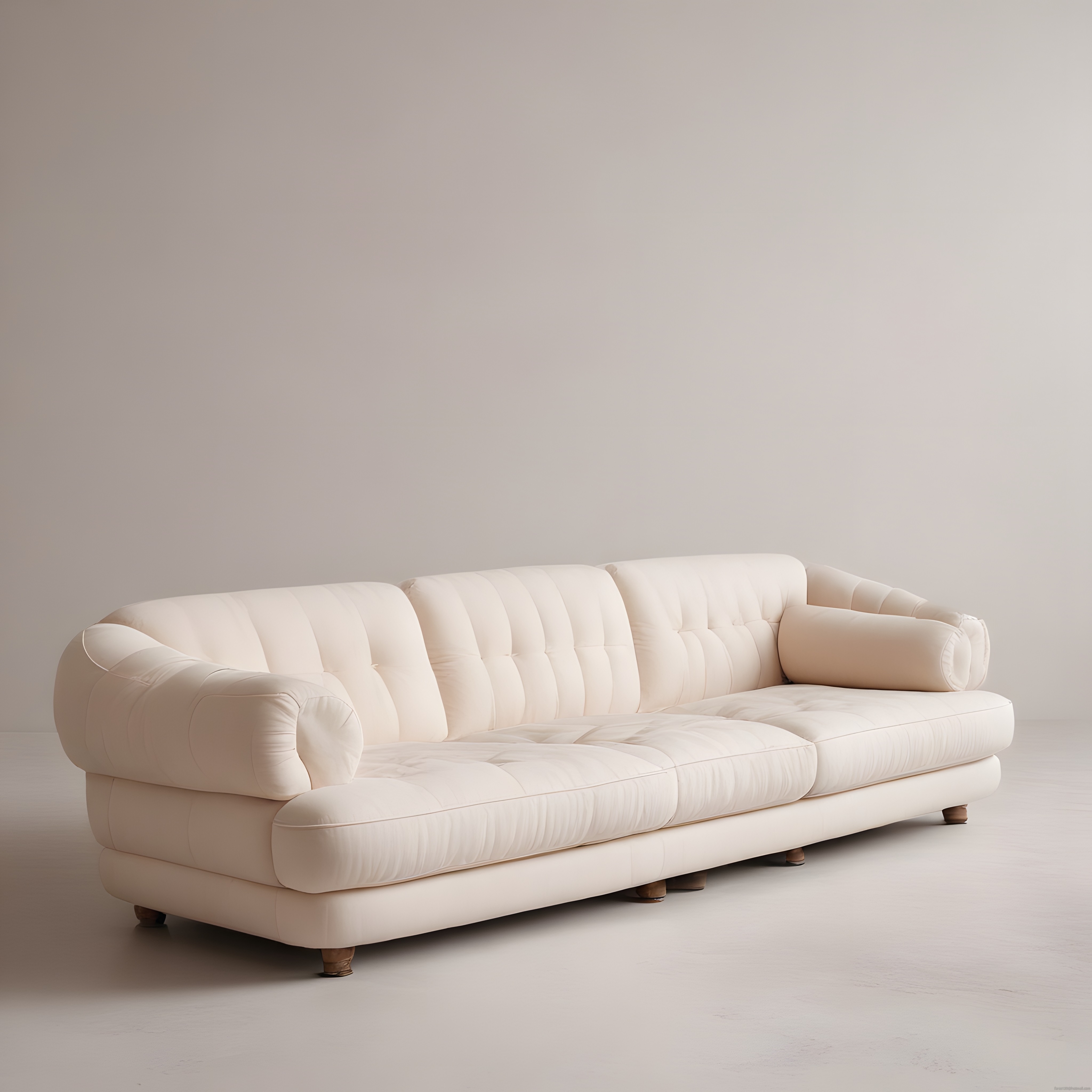 Krem Rengi Kapitoneli Modern Kanepe ile Minimalist ve Konforlu Salon Dekorasyonu