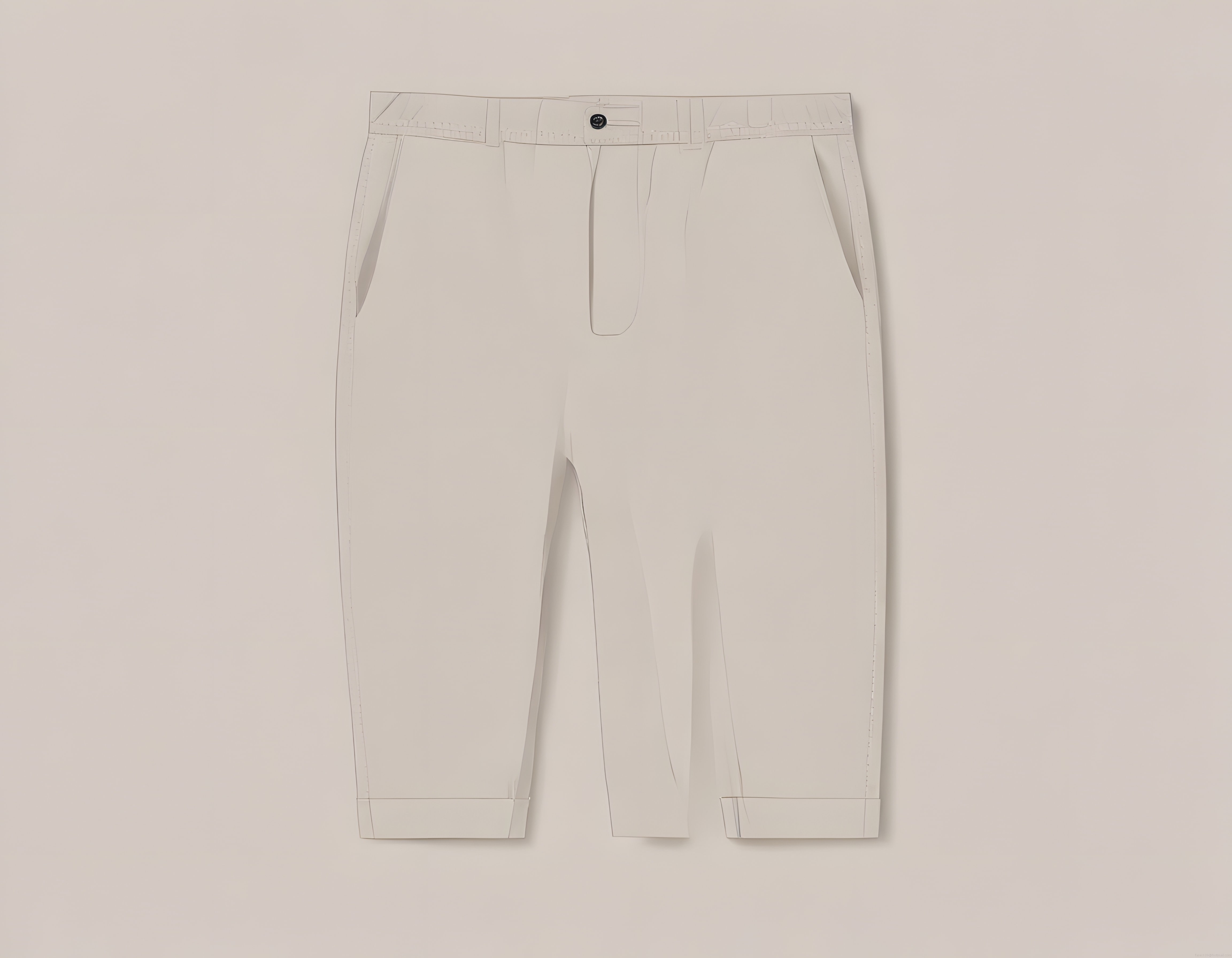 Krem Rengi Klasik Chino Pantolon Düz Kesim Basic Model Katlamalı Paça
