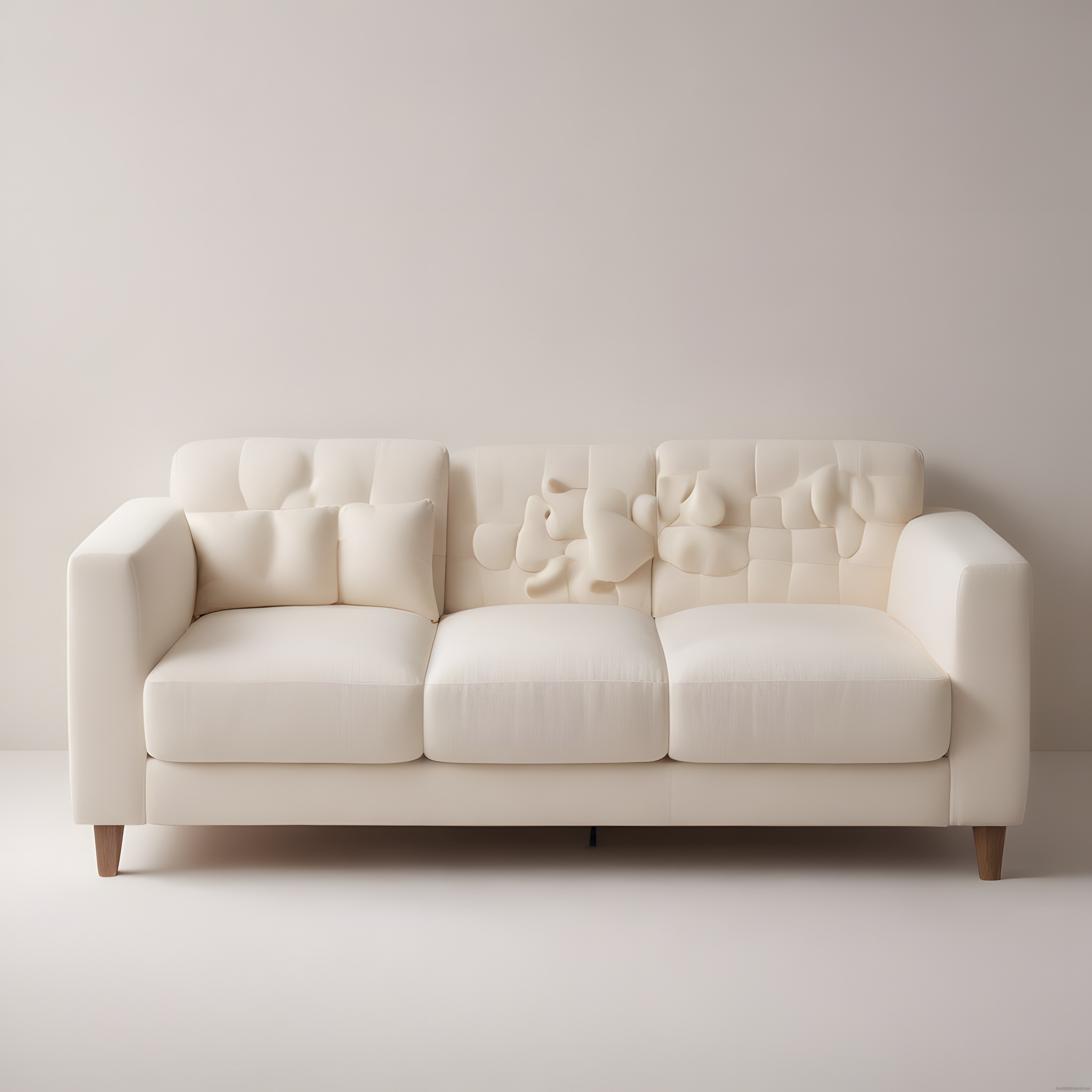 Krem Rengi Modern Kanepe Kabartmalı Sırtlık Detaylı Minimalist İç Mekan