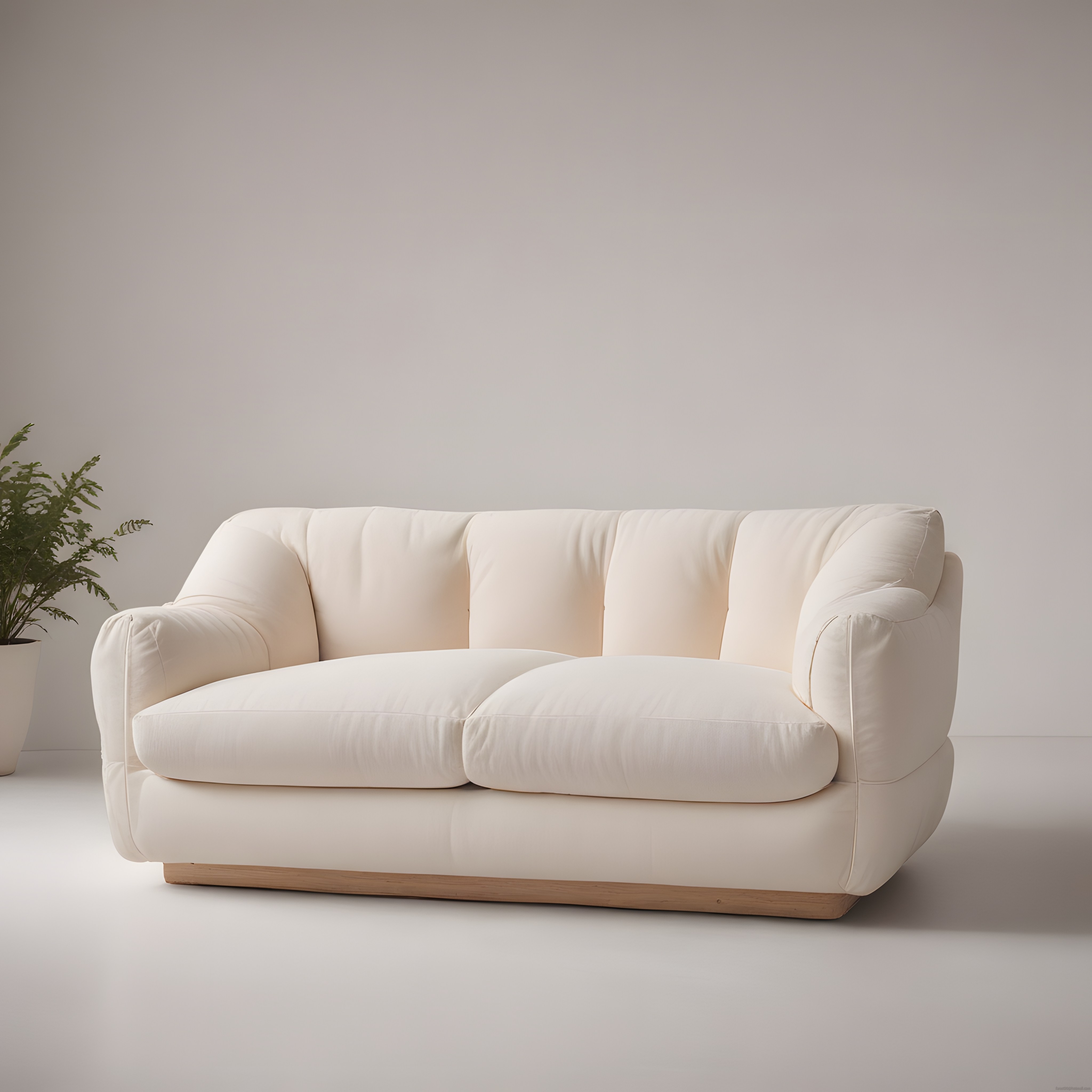 Krem Rengi Modern Kanepe ve Ahşap Tabanlı Minimalist Salon Dekoru