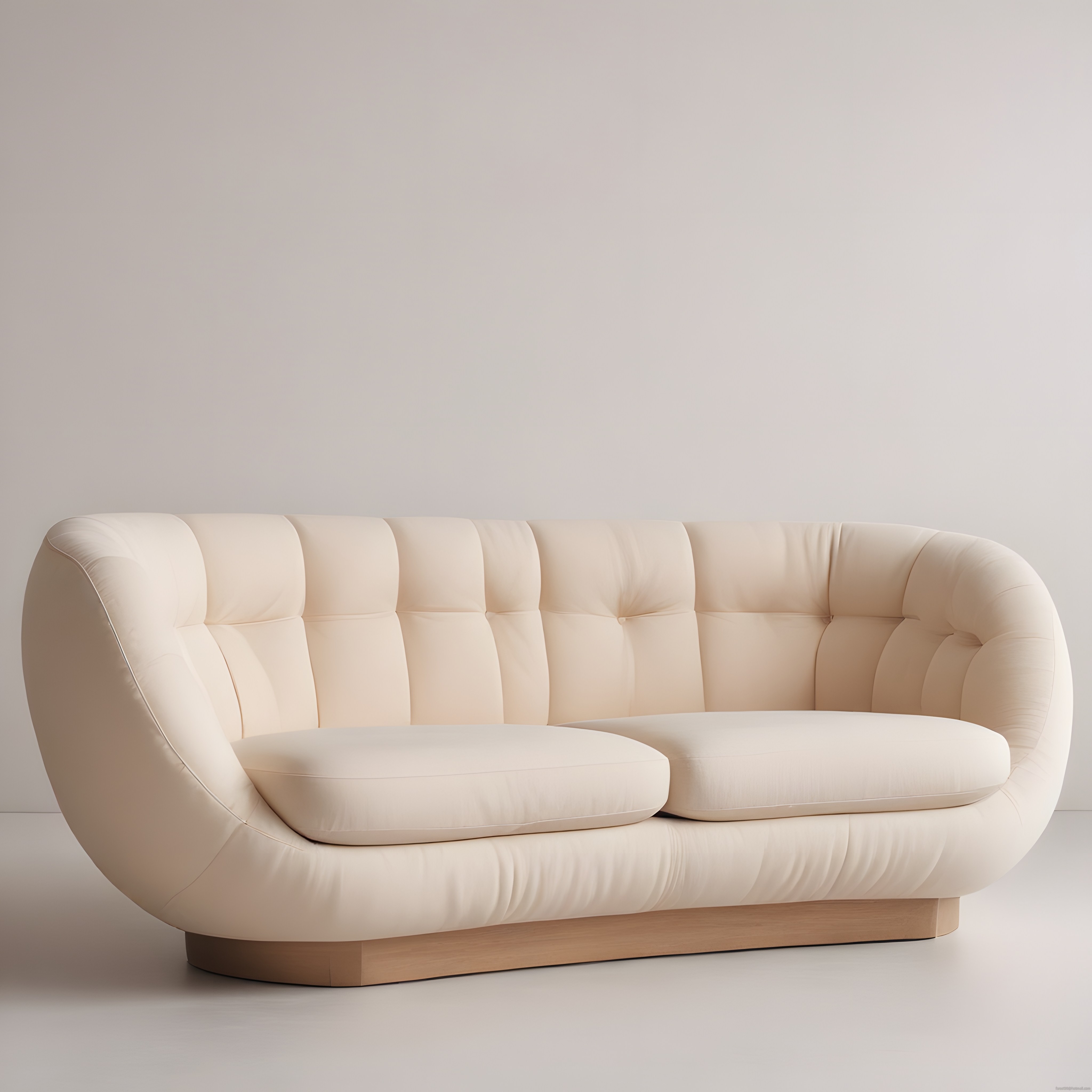 Krem rengi modern kapitoneli kanepe ile minimalist salon dekorasyonu