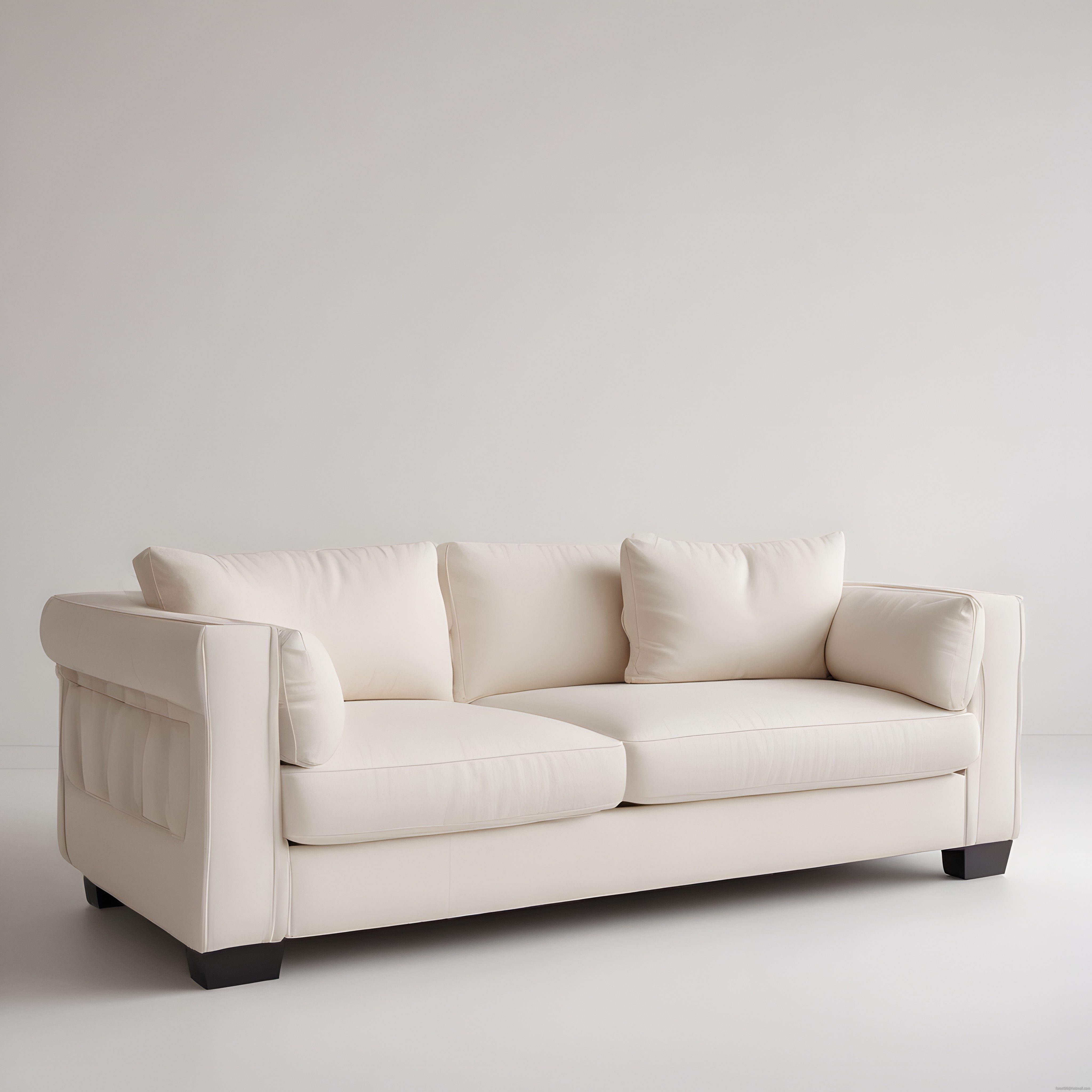 Krem Rengi Modern Üçlü Kanepe ile Minimalist Salon Dekorasyonu