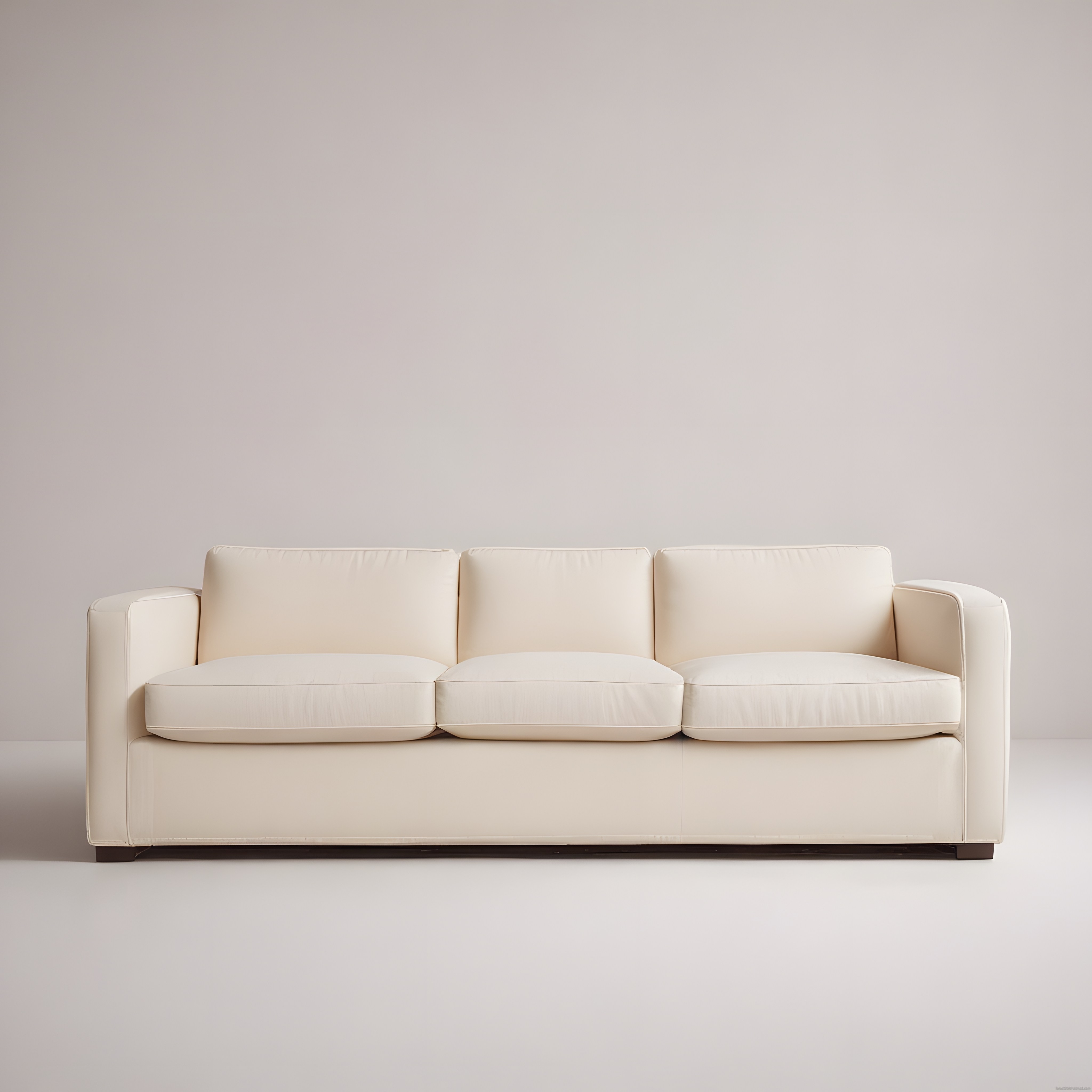 Krem rengi modern üçlü kanepe ile minimalist ve sade salon atmosferi
