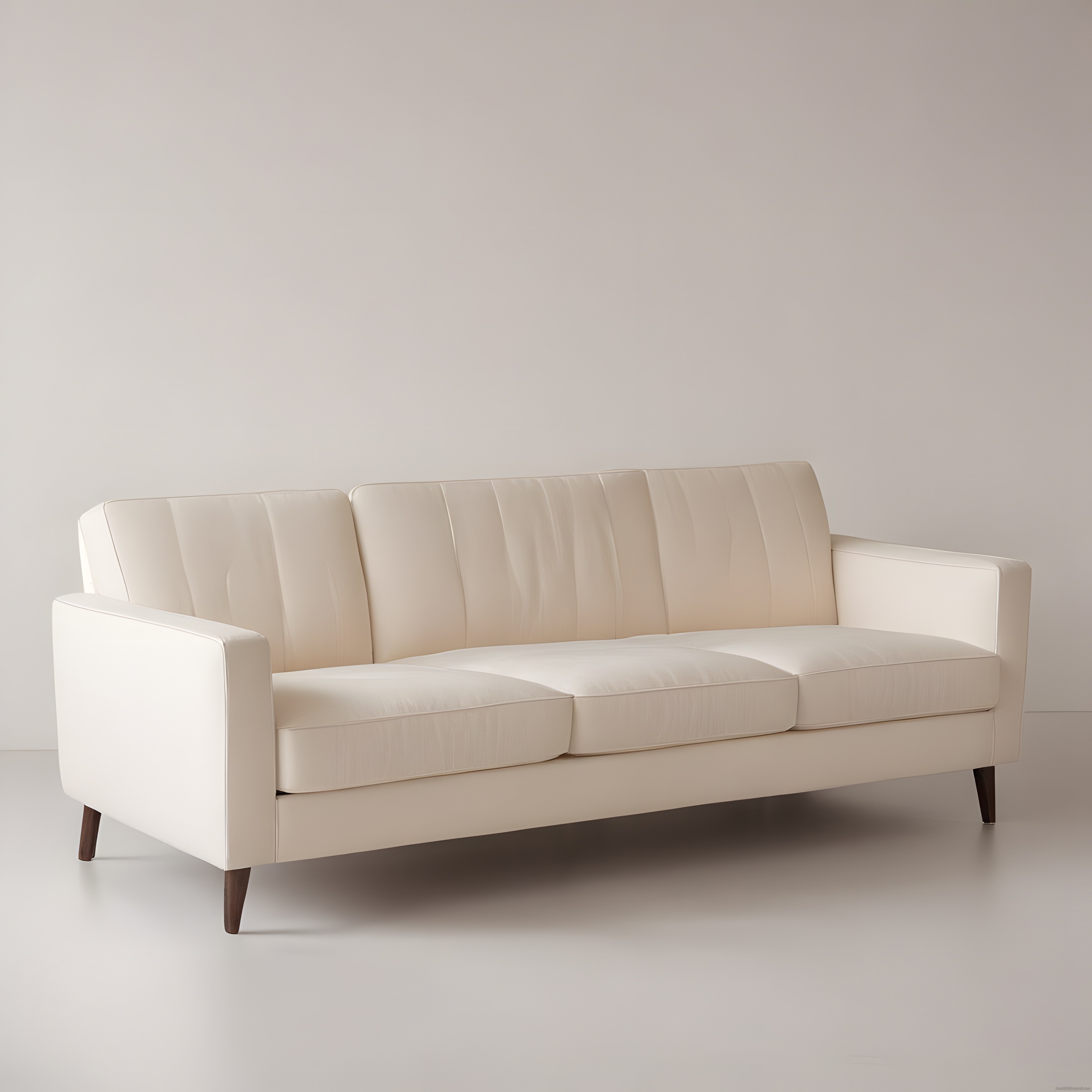 Krem Rengi Modern Üçlü Kanepe ve Minimalist Salon Dekorasyonu