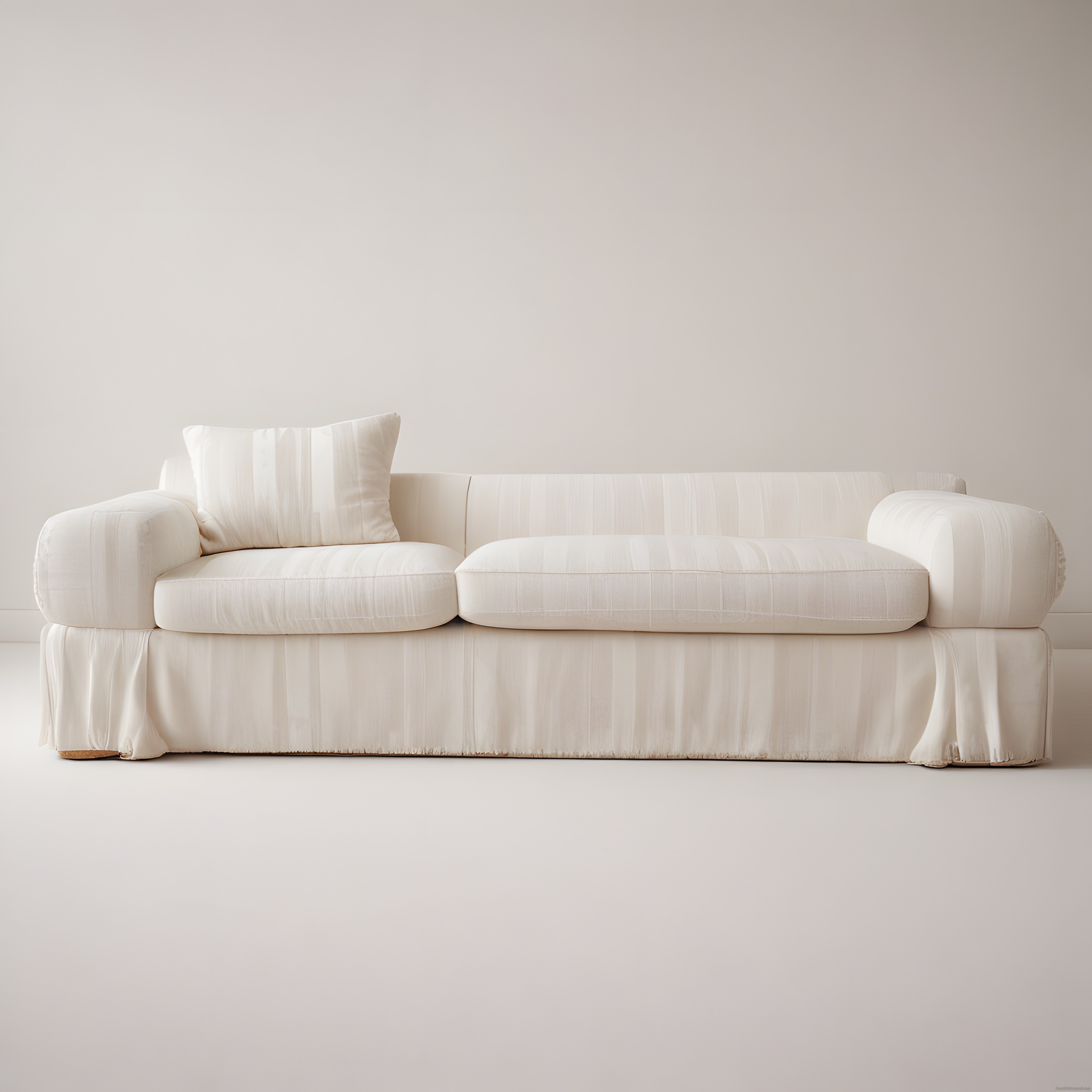 Krem Rengi Modern Üçlü Koltuk ve Minimalist İç Mekan Dekorasyonu