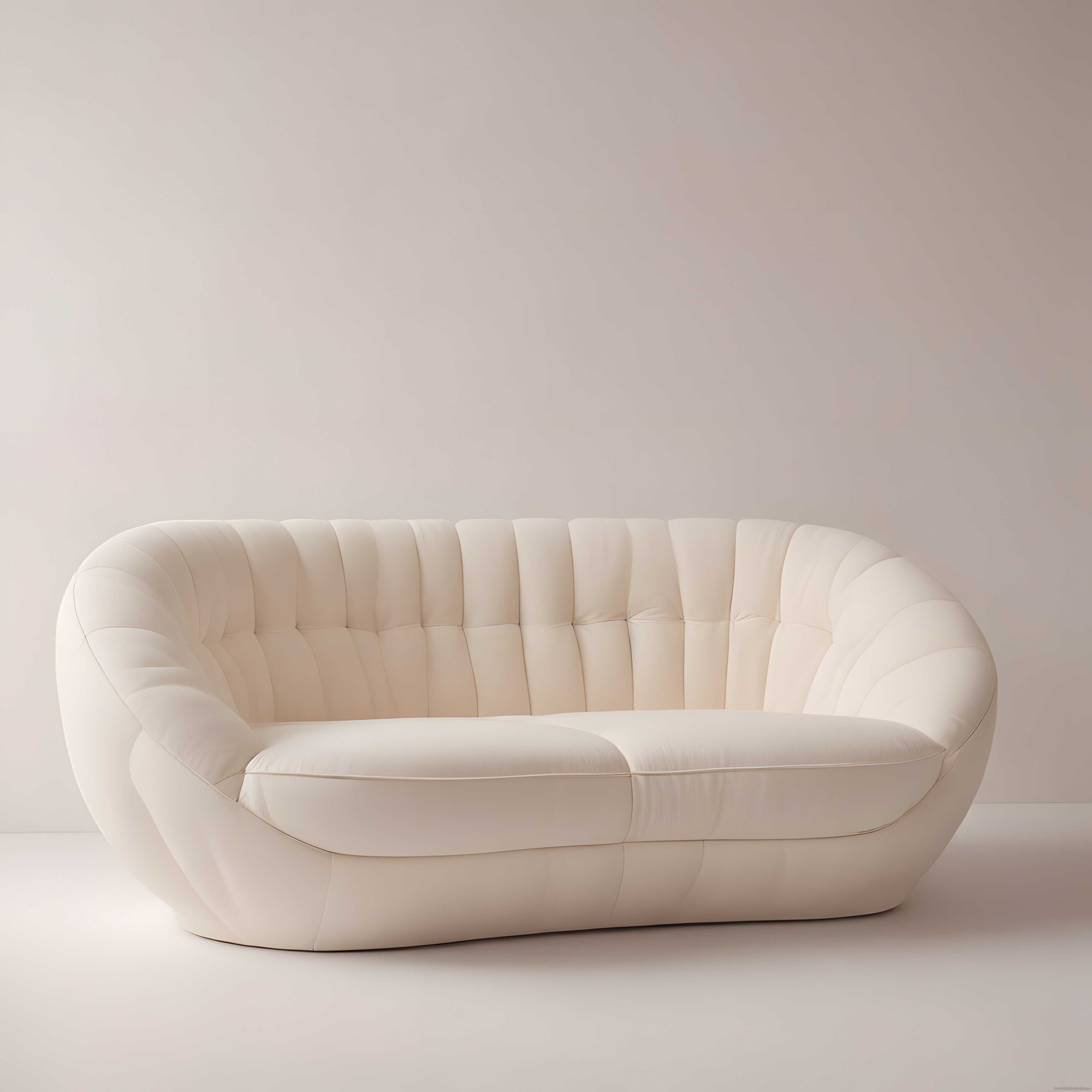 Krem Rengi Oval Kapitoneli Kanepe ile Modern ve Sade Salon Dekorasyonu