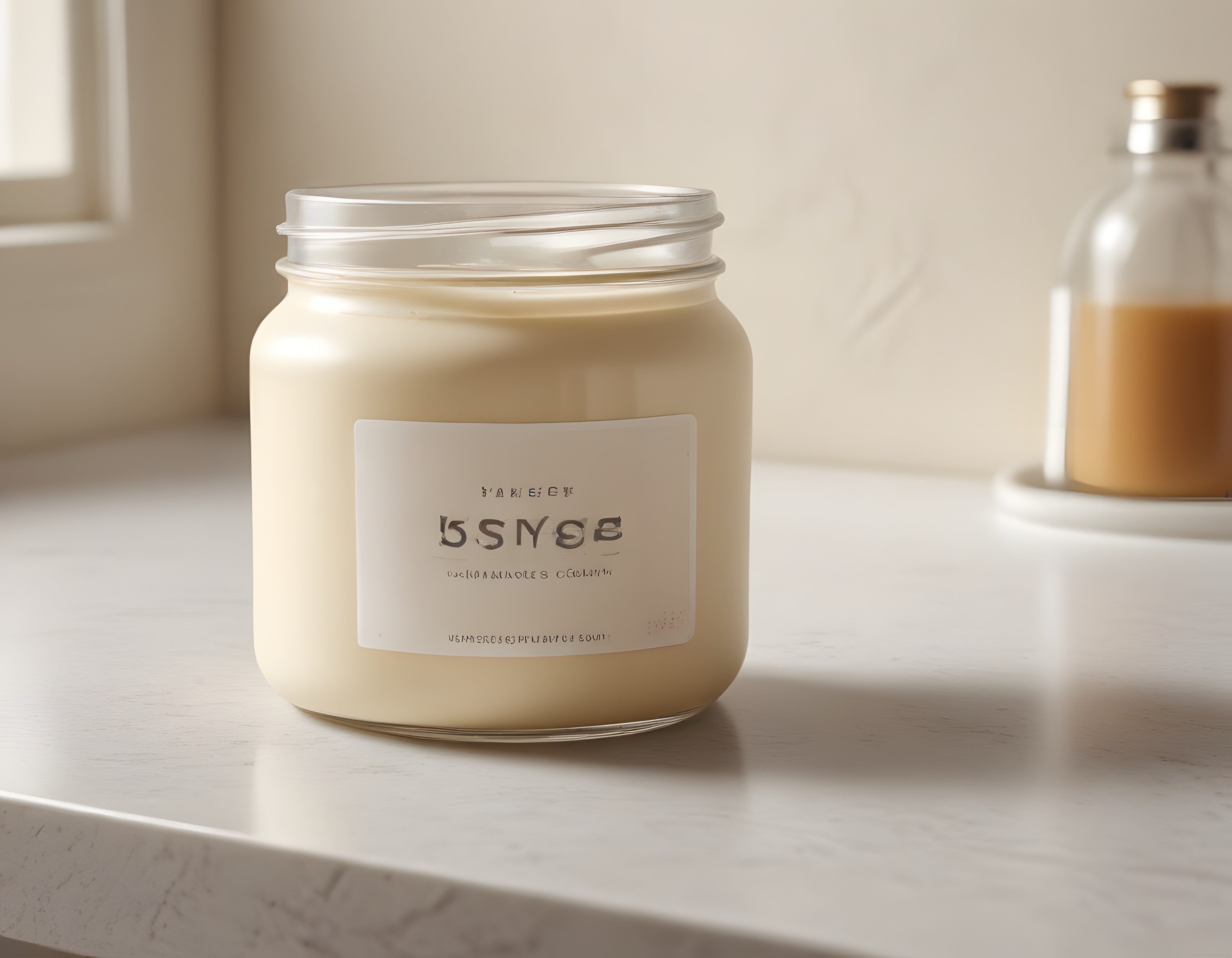 Krem Rengi Soya Mum Kavanozu ve Minimalist Sade Ev Dekorasyonu