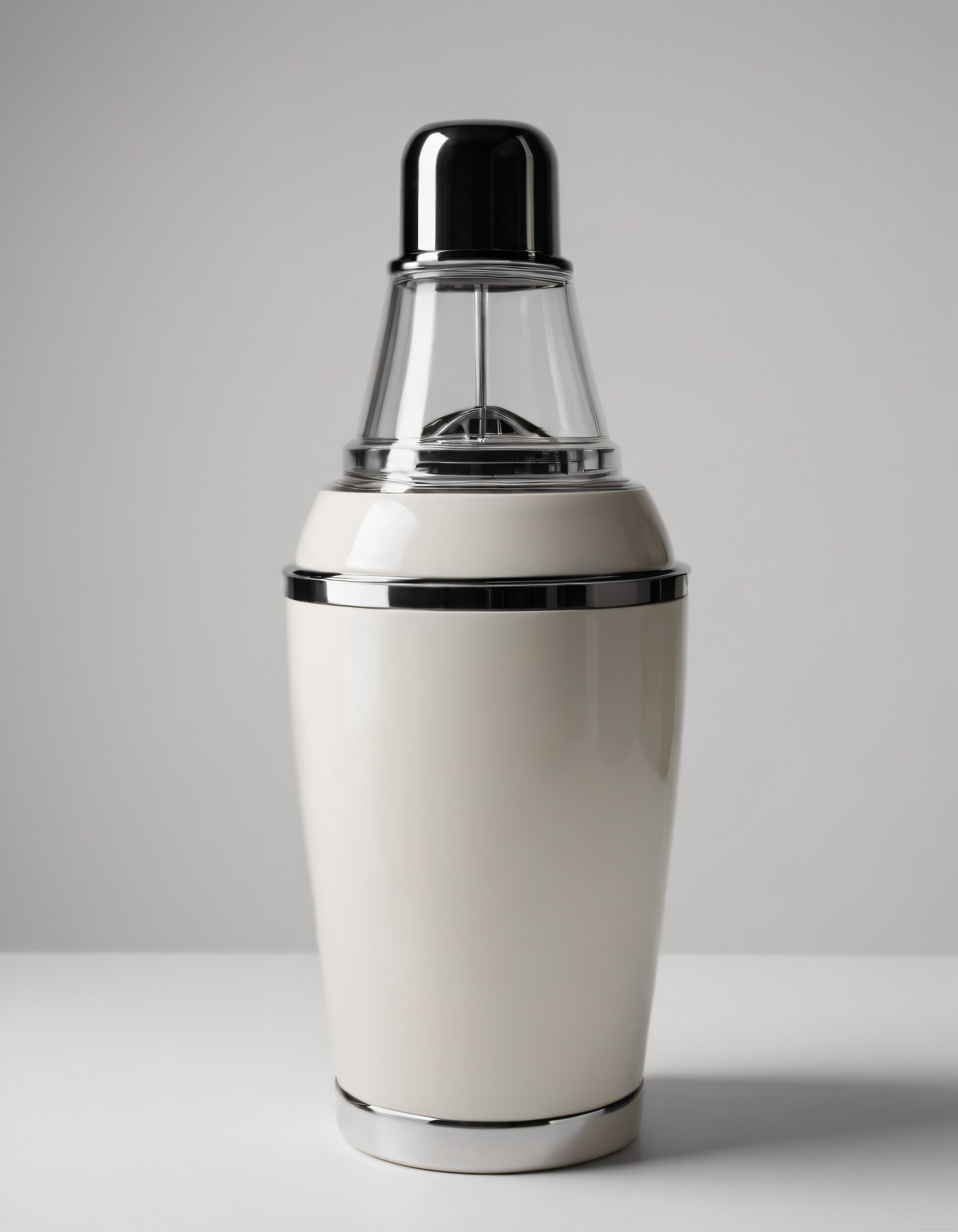 Krem Rengi ve Metal Detaylı Modern Kokteyl Shaker Ürün Fotoğrafı
