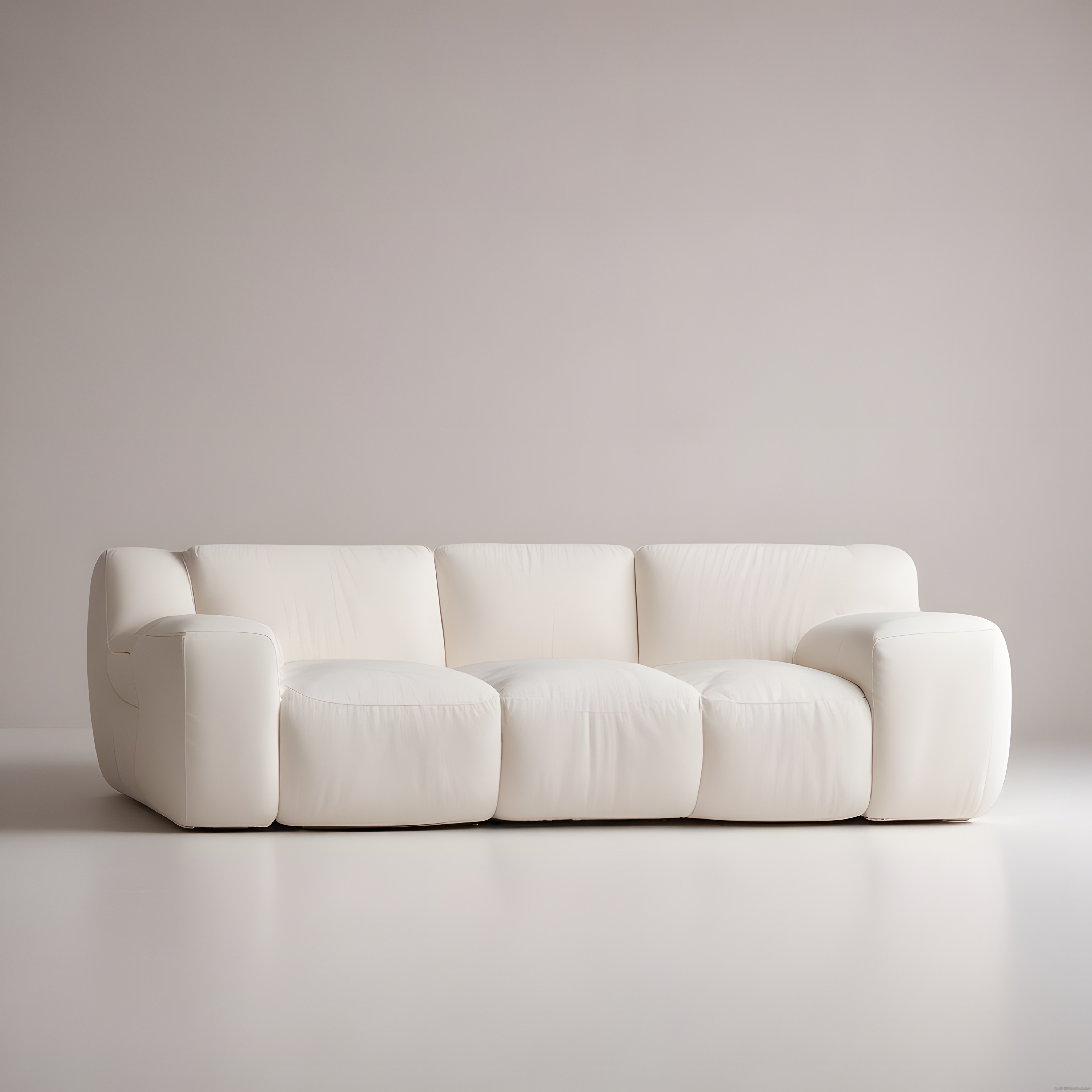 Krem Rengi Yuvarlak Hatlı Modern Koltuk ve Minimalist Salon Dekorasyonu