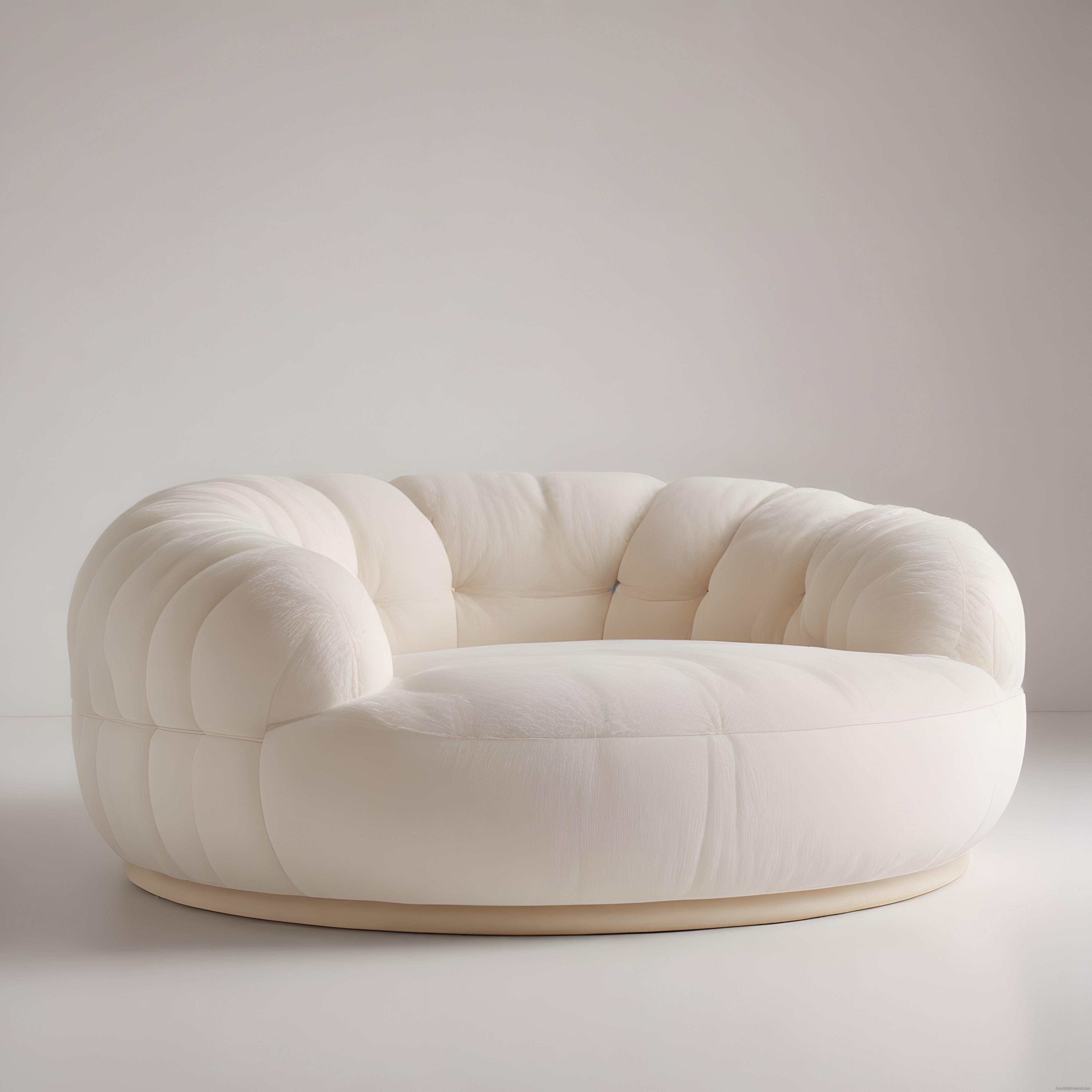Krem Rengi Yuvarlak Kadife Koltuk ve Modern Minimalist Salon Dekorasyonu