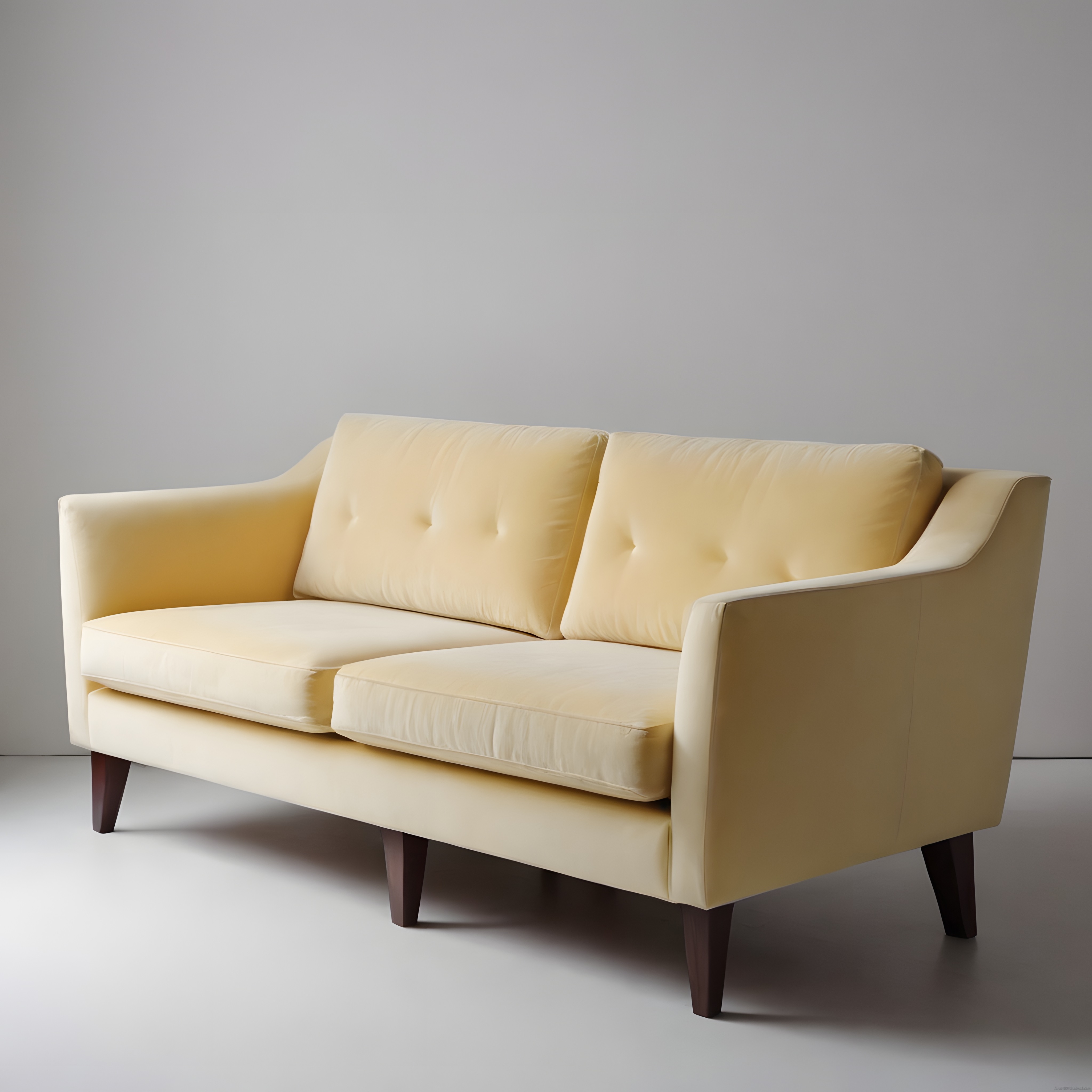 Krem Sarısı Retro Modern İkili Kanepe: Minimalist Salonlar için Şık ve Rahat Seçim