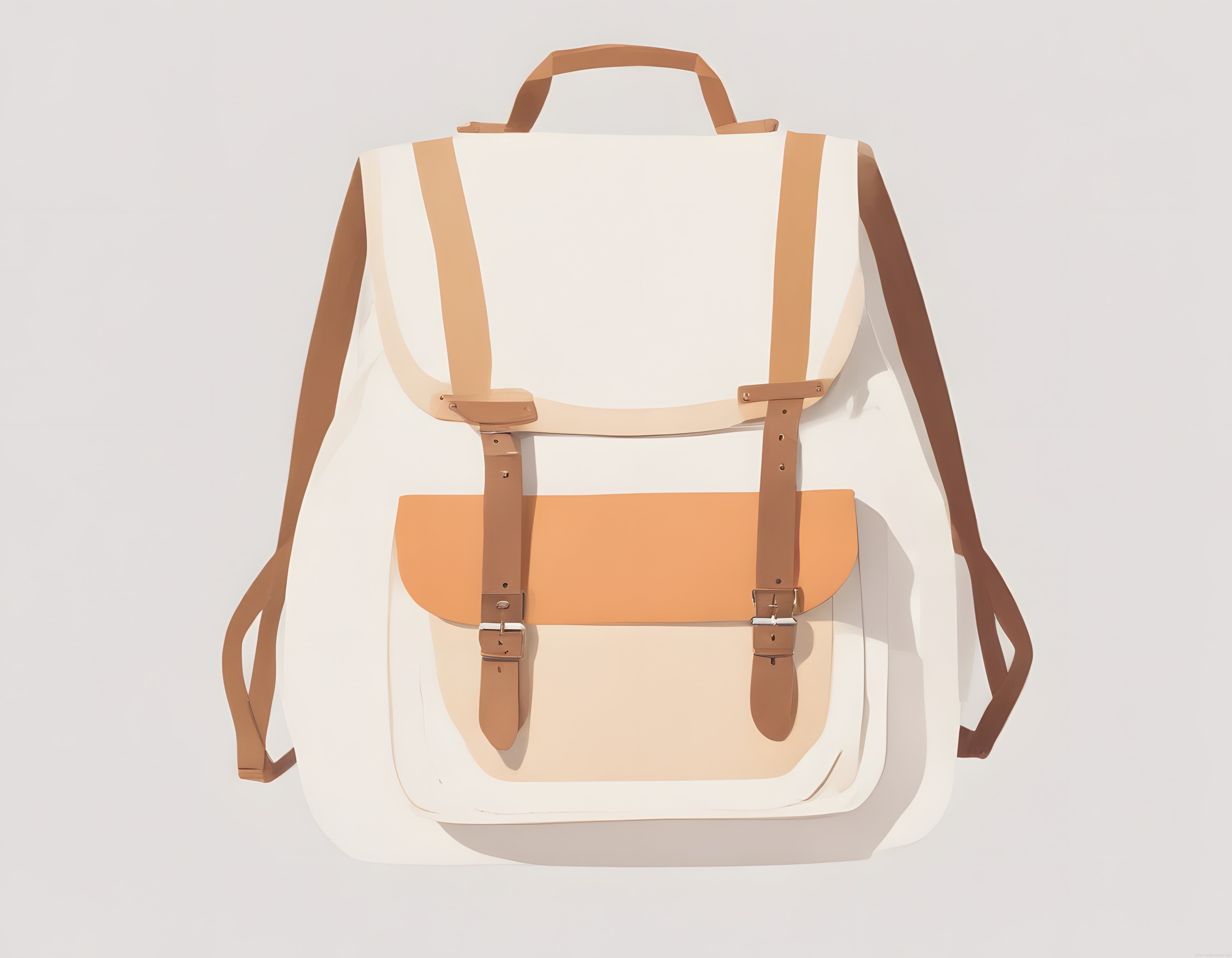Krem Tabanlı Taba Deri Askılı Minimal Modern Sırt Çantası