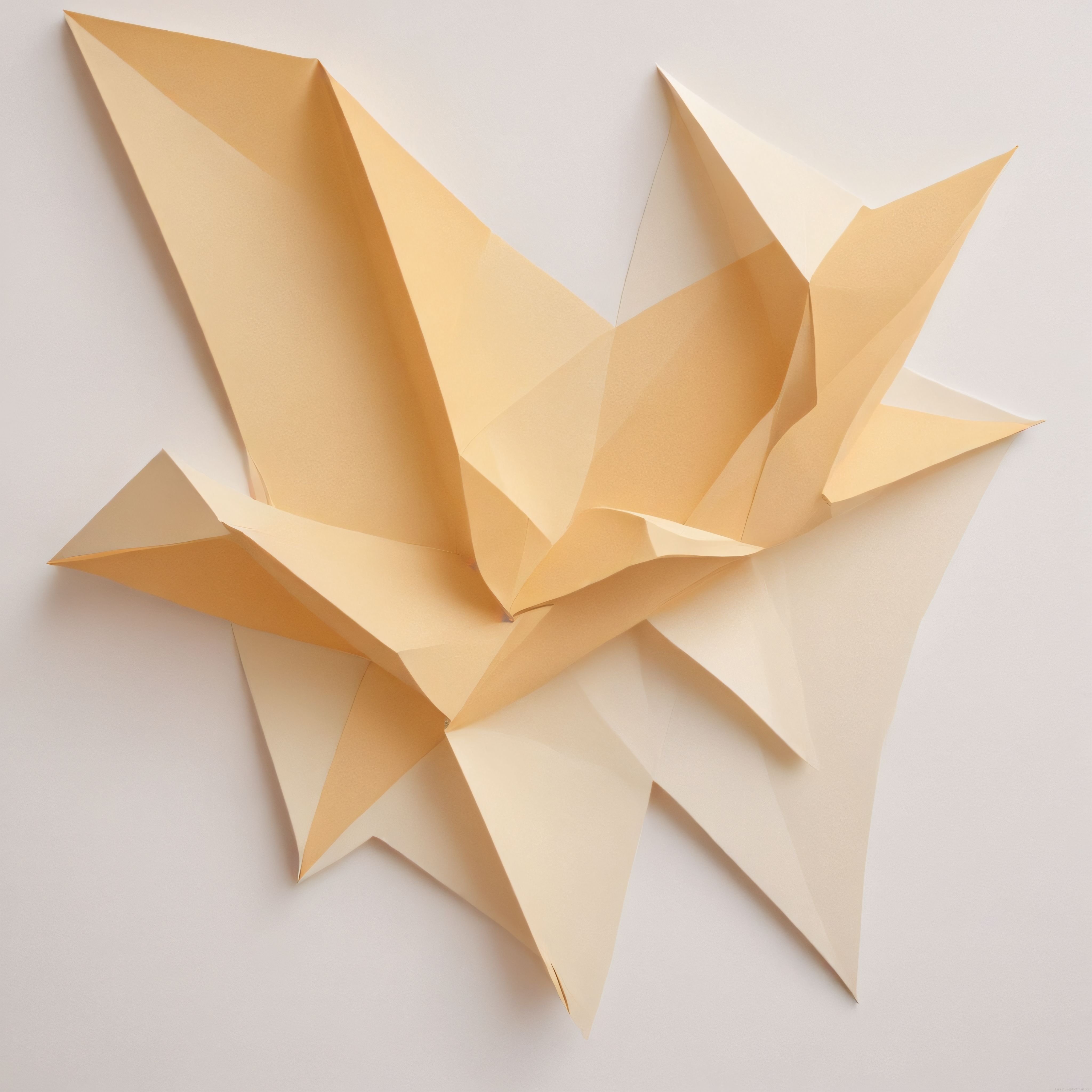 Krem Tonlarında Geometrik Origami Kağıt Heykel ve Duvar Sanatı Detayı