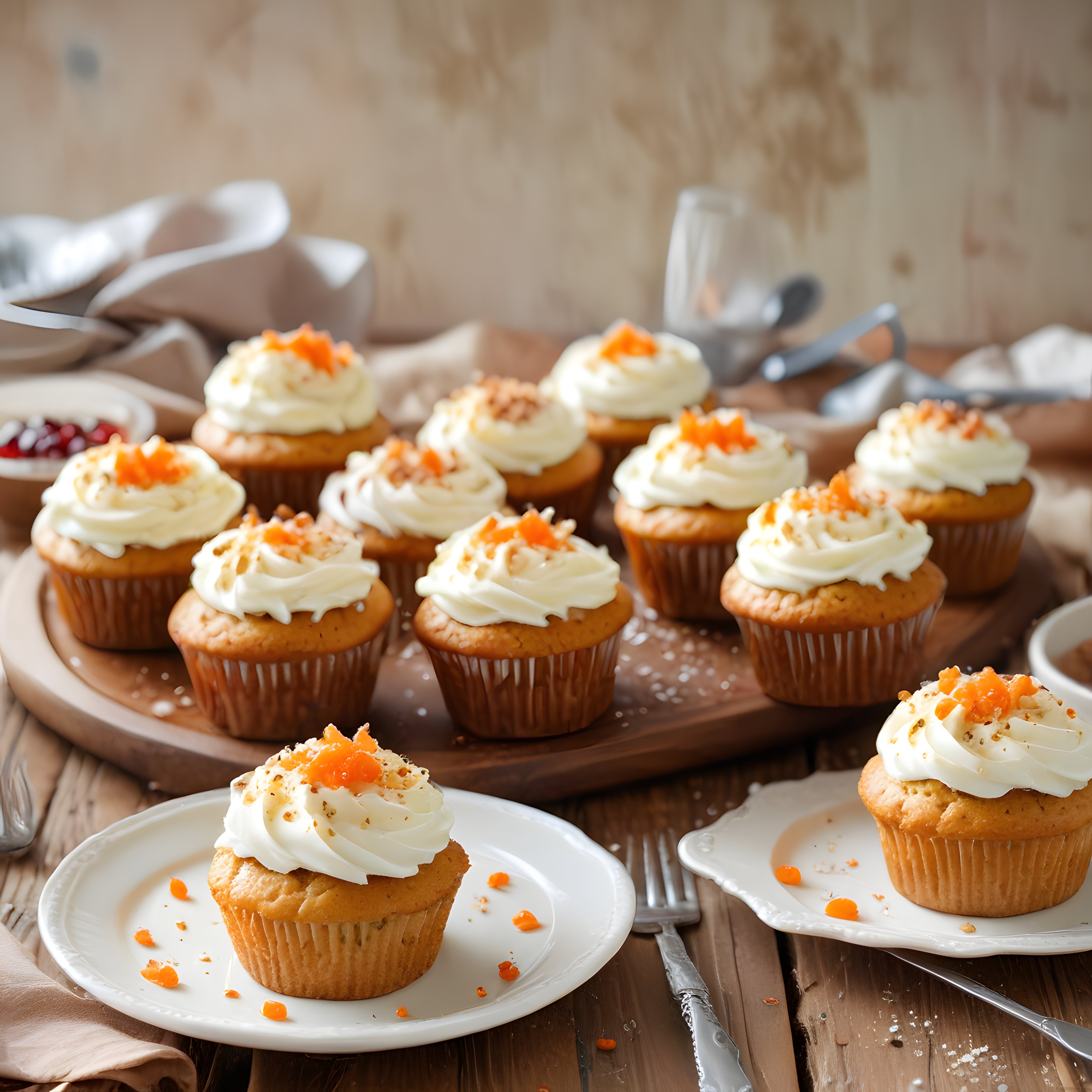 Krema Süslü Havuçlu Cupcakeler: Ev Yapımı Tatlı Muffin Tarifi