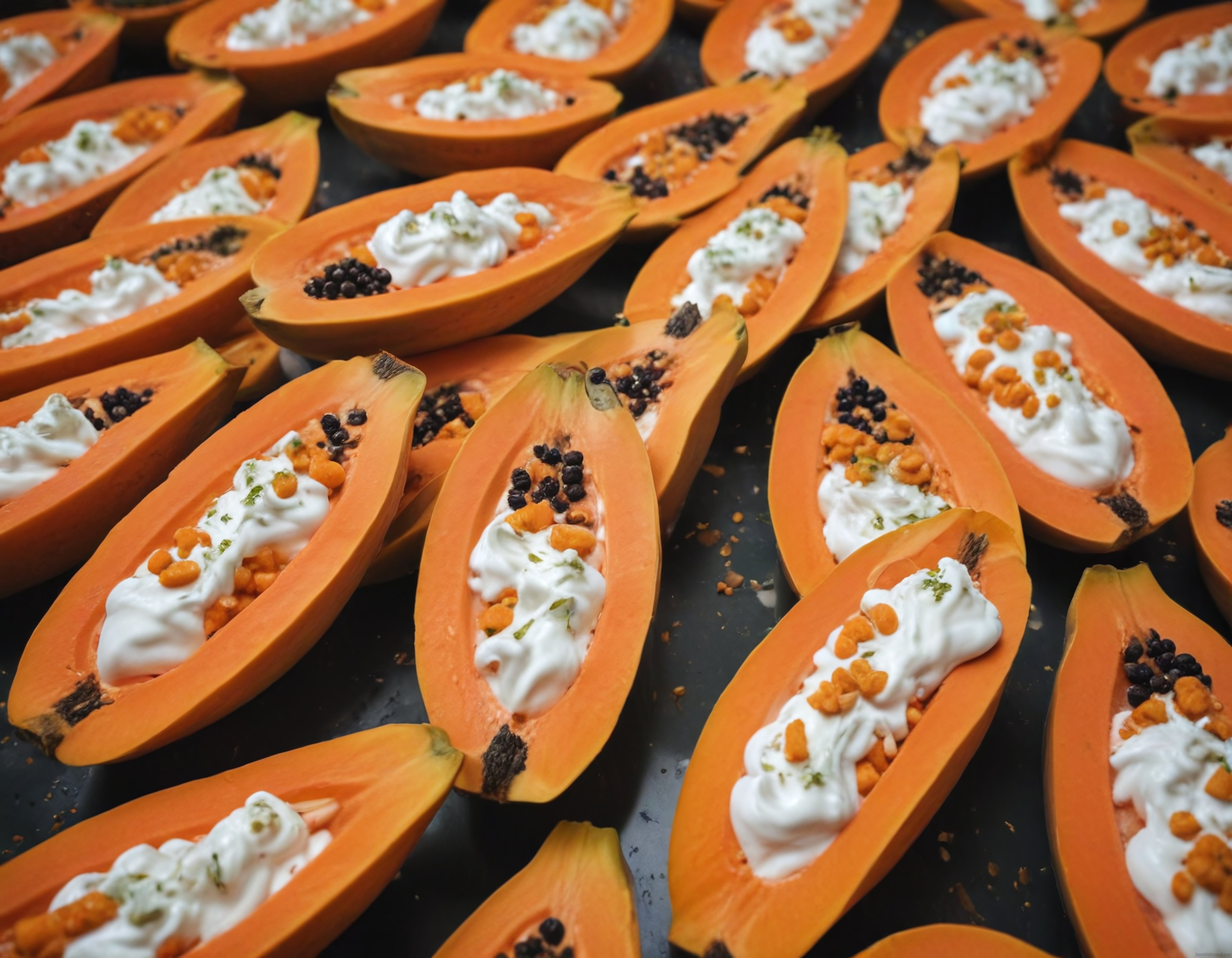 Krema ve Böğürtlen ile Süslenmiş Papaya Dilimleri: Sağlıklı Tarif