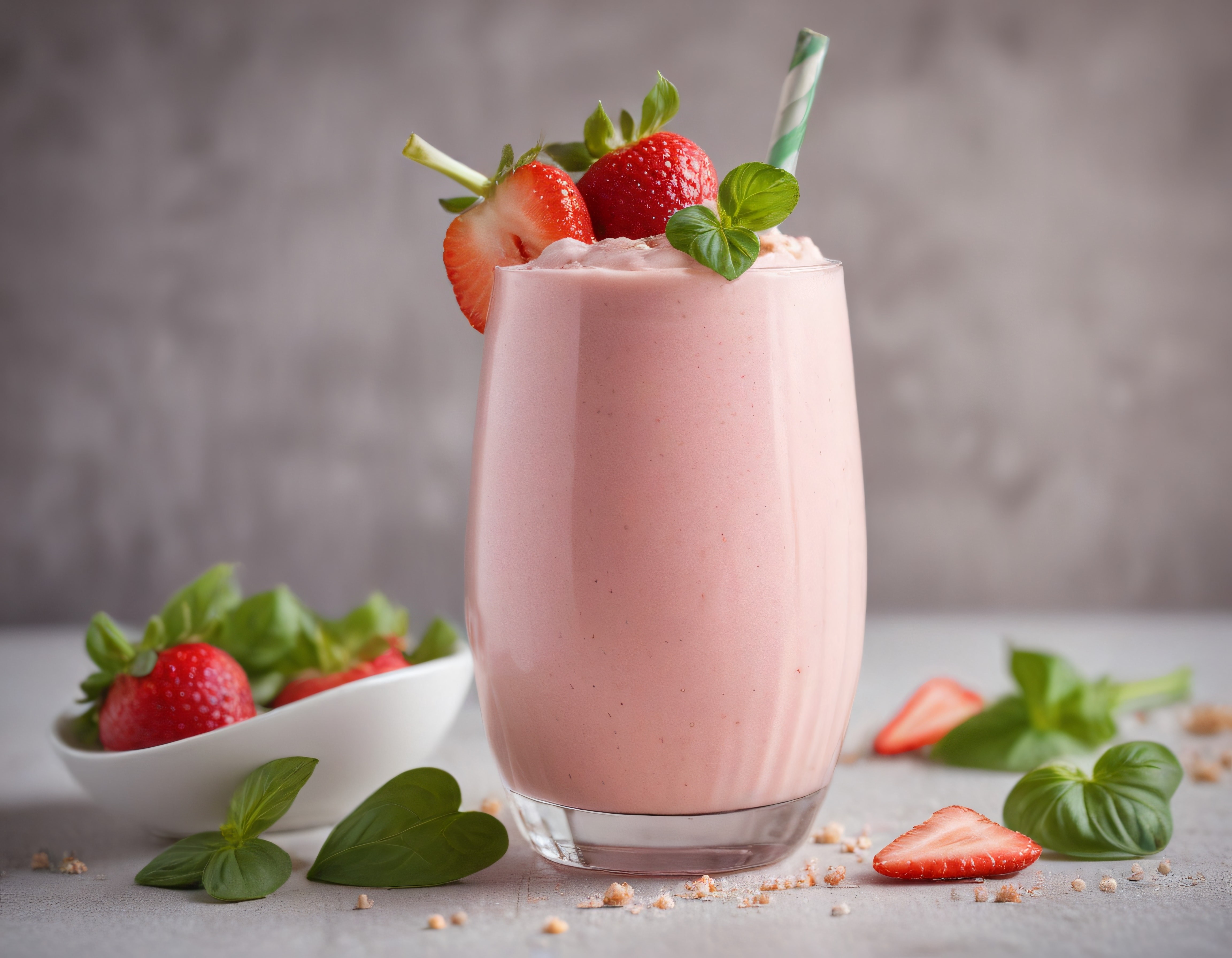Kremalı Çilekli Smoothie: Serinletici Sağlıklı İçecek ve Dekoratif Sunum