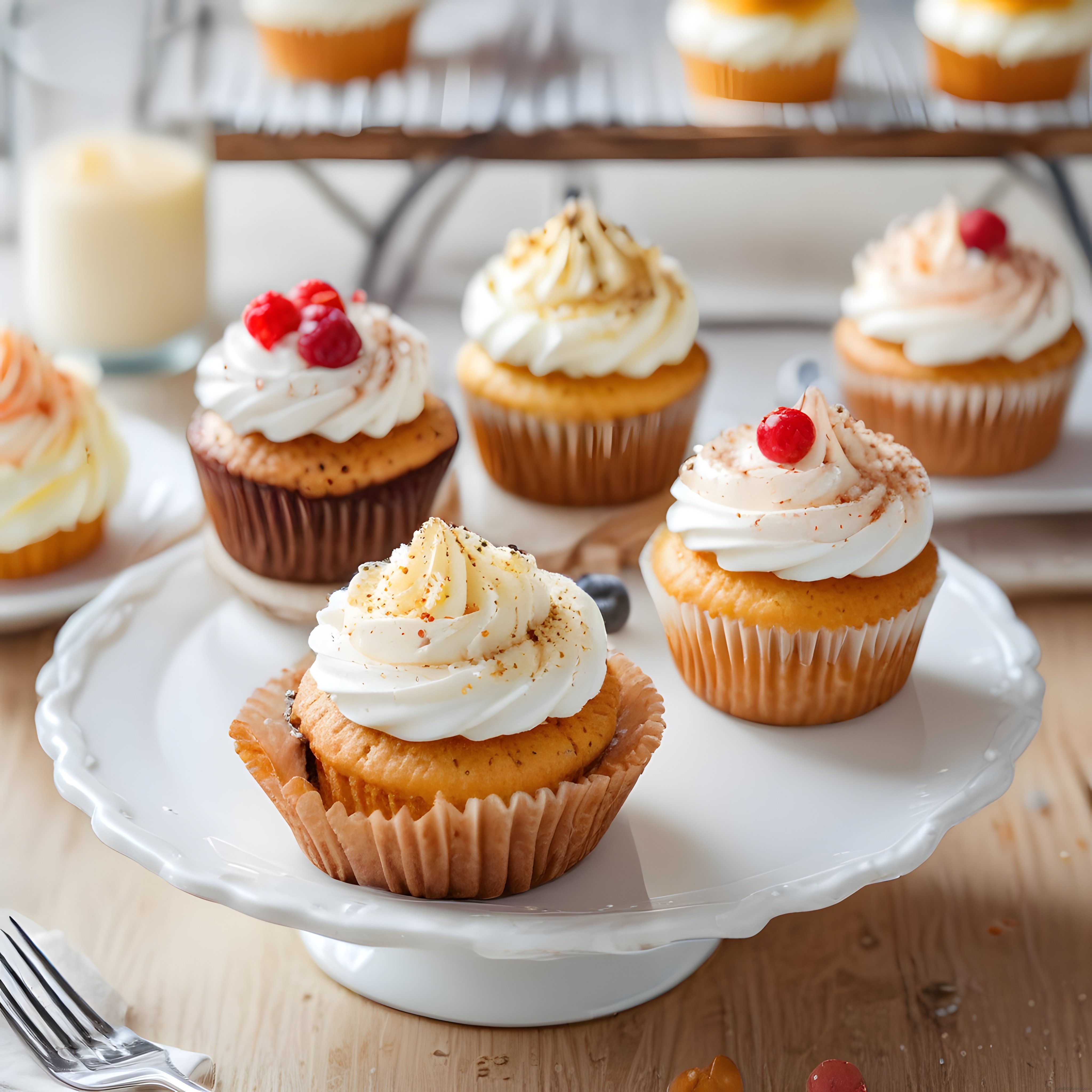 Kremalı Cupcake Sunumu: Ev Yapımı Meyveli Tatlı Kek Çeşitleri