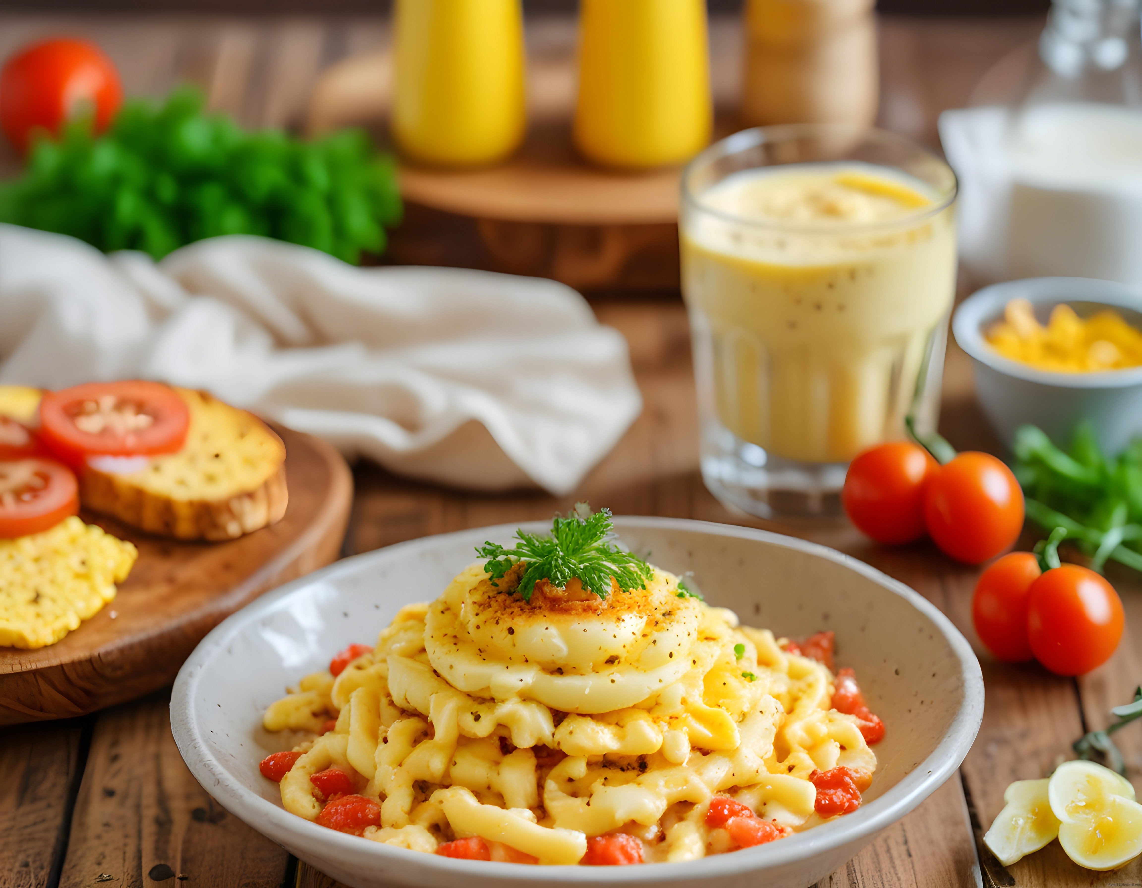 Kremalı Domatesli Makarna ve Fırınlanmış Yumurta ile Rustik Sofra Keyfi