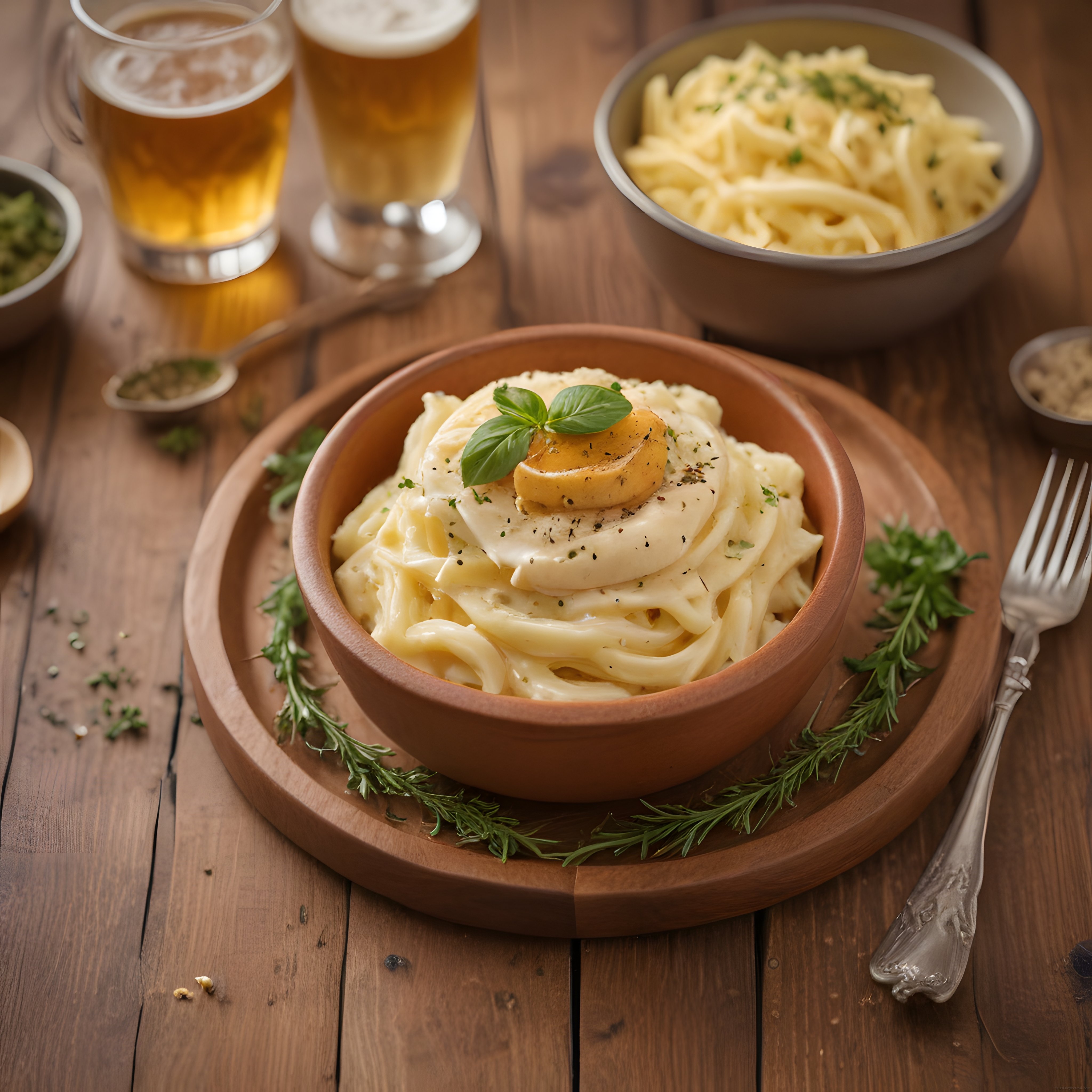 Kremalı Fettuccine Alfredo Makarna Tarifi ve Bira Eşliğinde Sunum