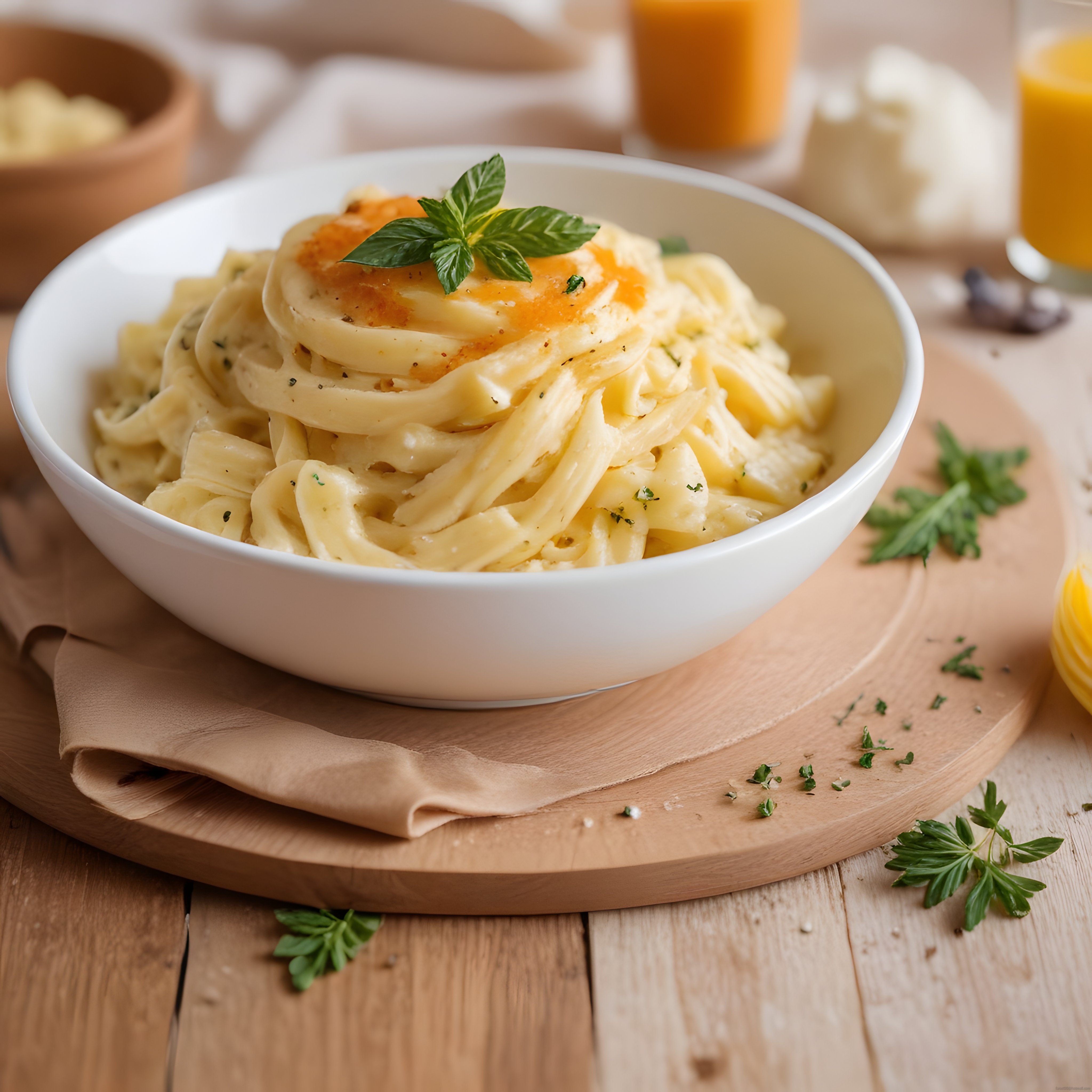 Kremalı Fettuccine: Fesleğenli ve Baharat Soslu Rustik Makarna Sunumu