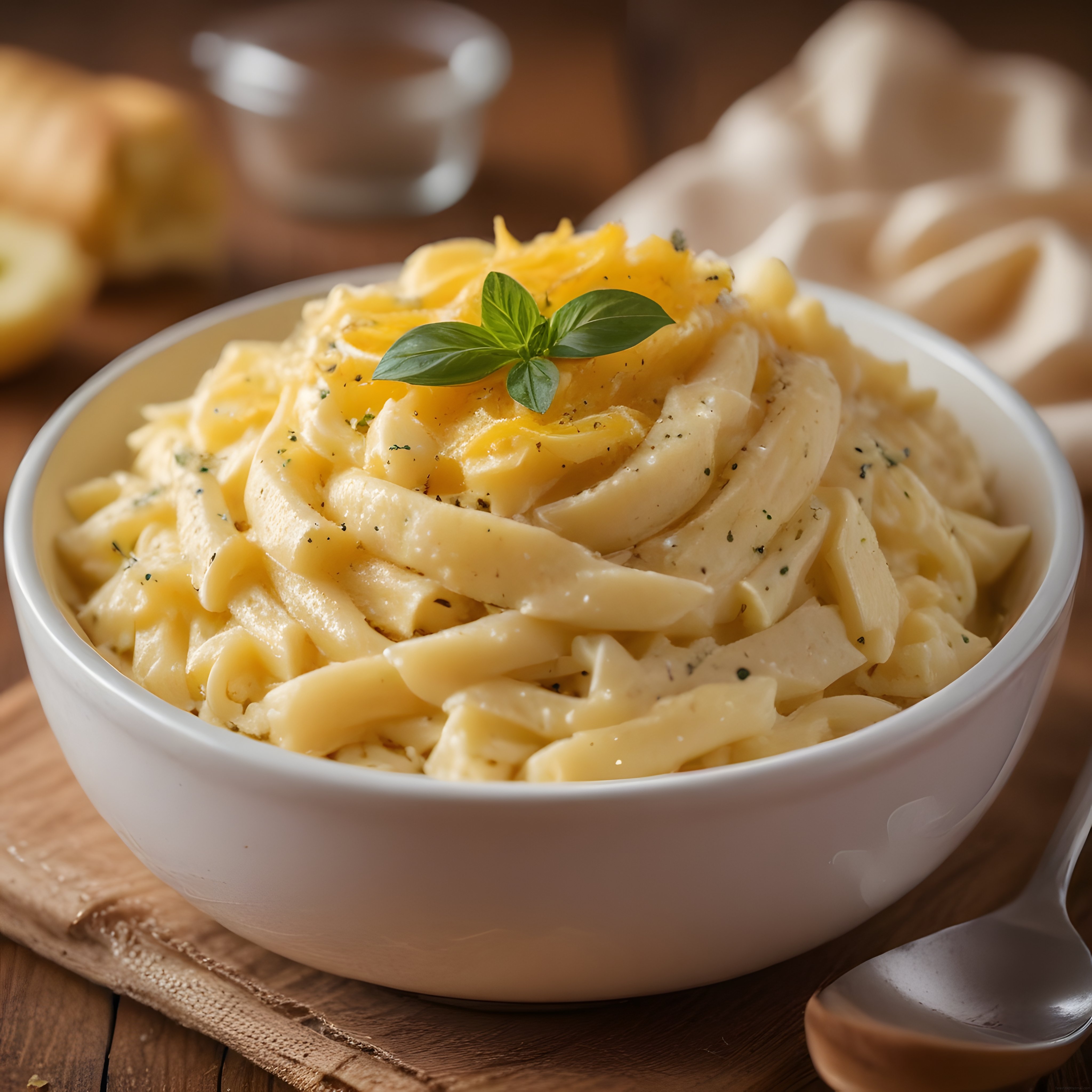 Kremalı Fettucine Makarna: Alfredo Soslu ve Taze Fesleğenli Sunum