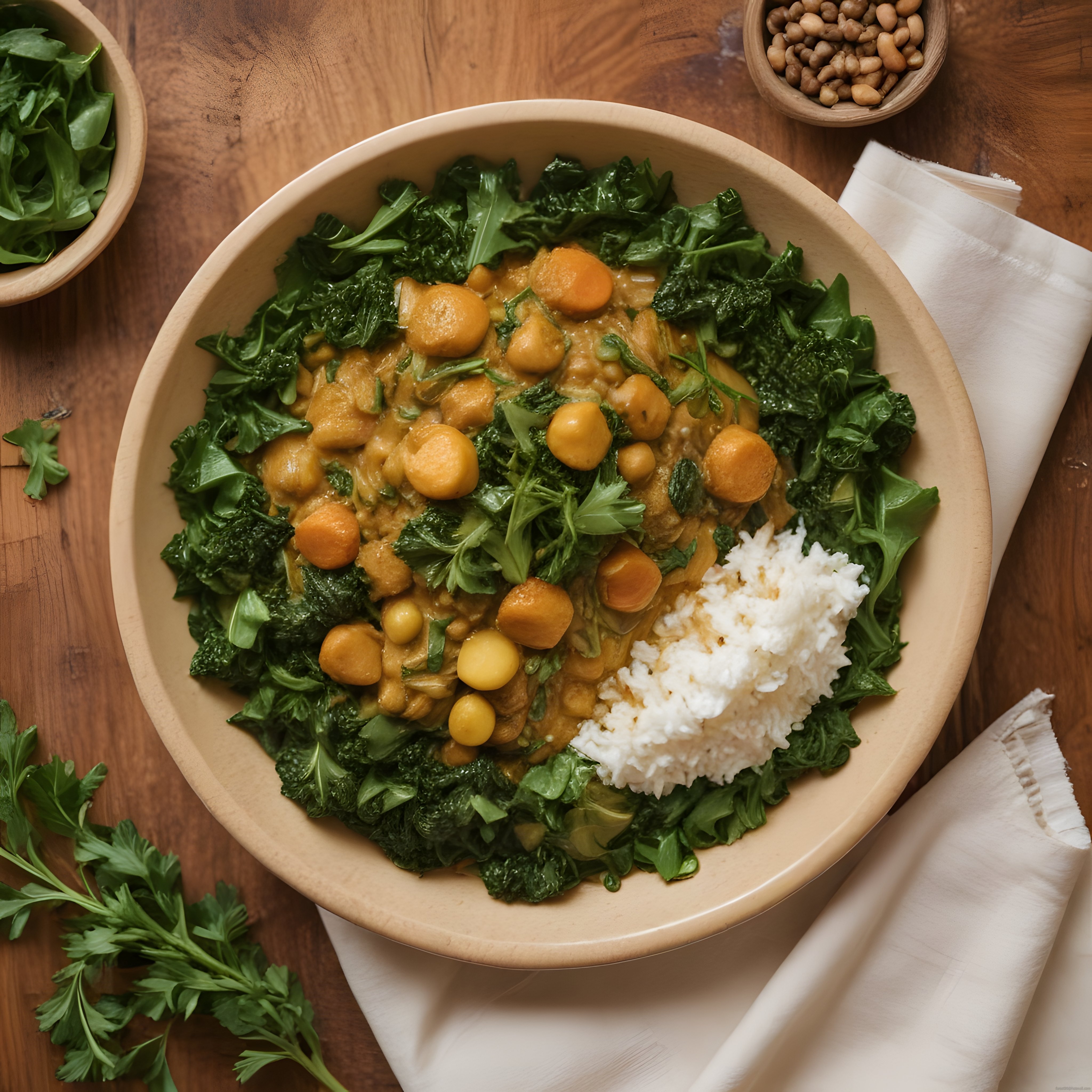 Kremalı Nohutlu Sebzeli Besleyici Kase: Pirinçli Vegan Yemek Tarifi ve Sunum