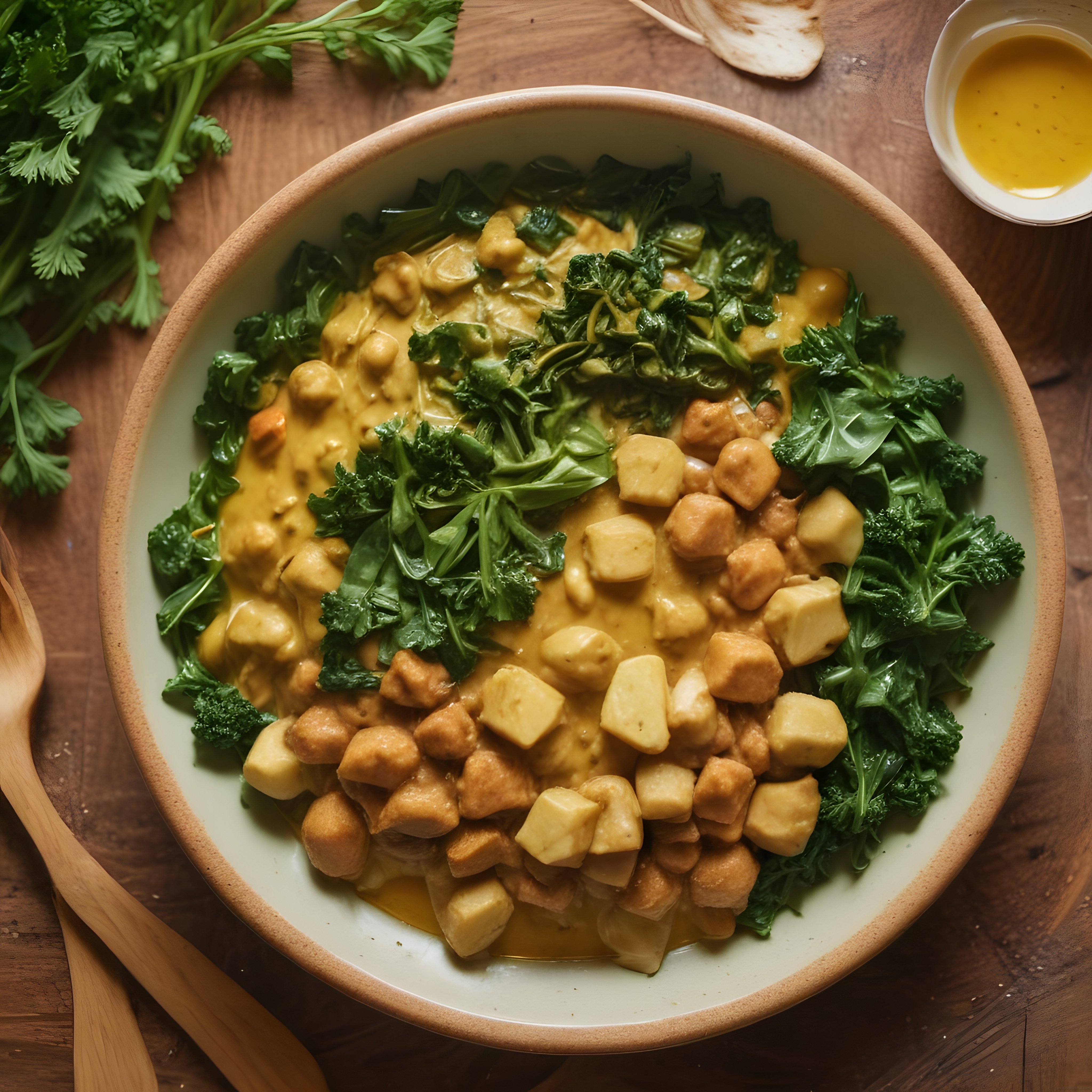 Kremalı Nohutlu Tofu ve Kale Yemeği: Besleyici Vegan Bowl Tarifi