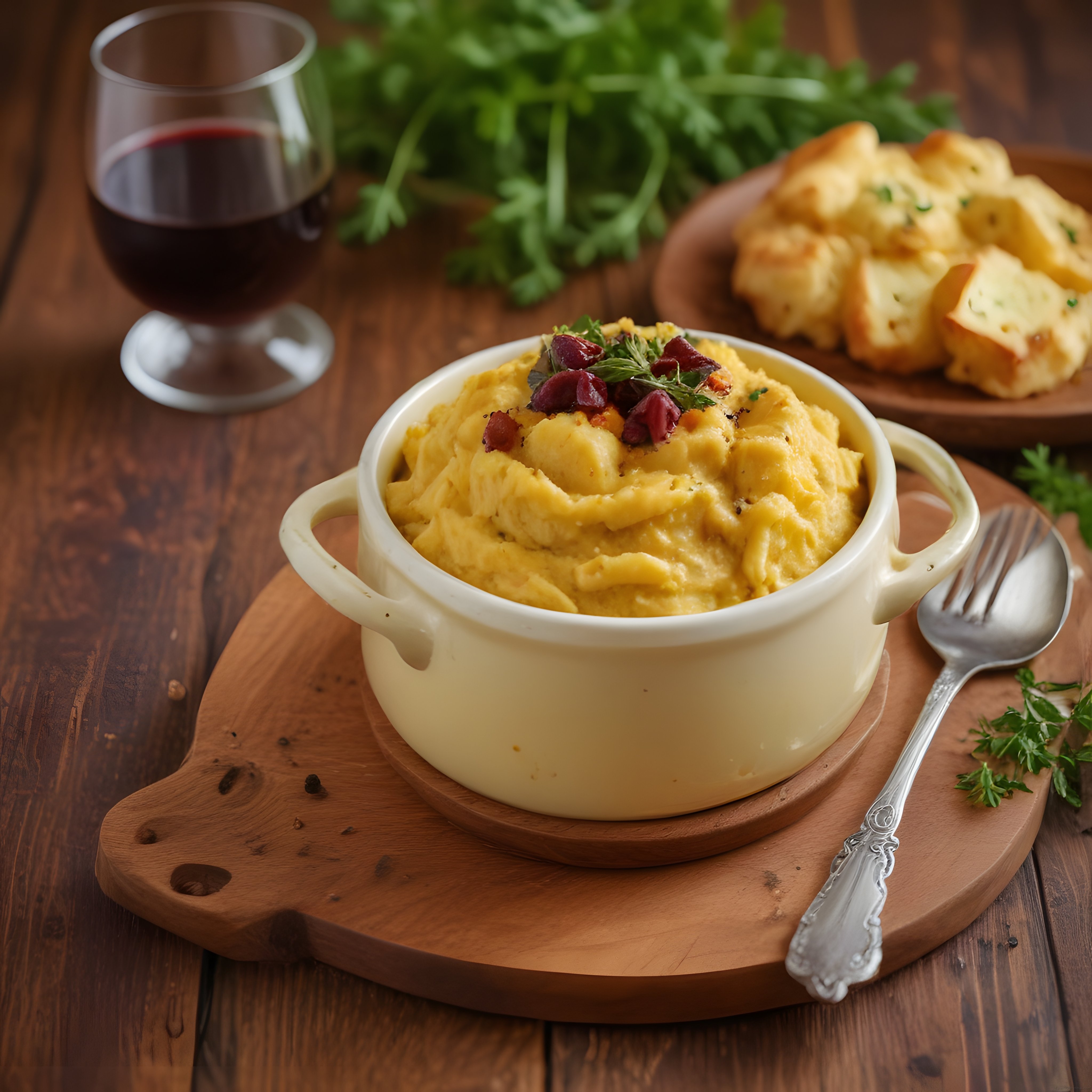 Kremalı Risotto ve Kırmızı Şarap Eşliğinde Rustik Akşam Yemeği