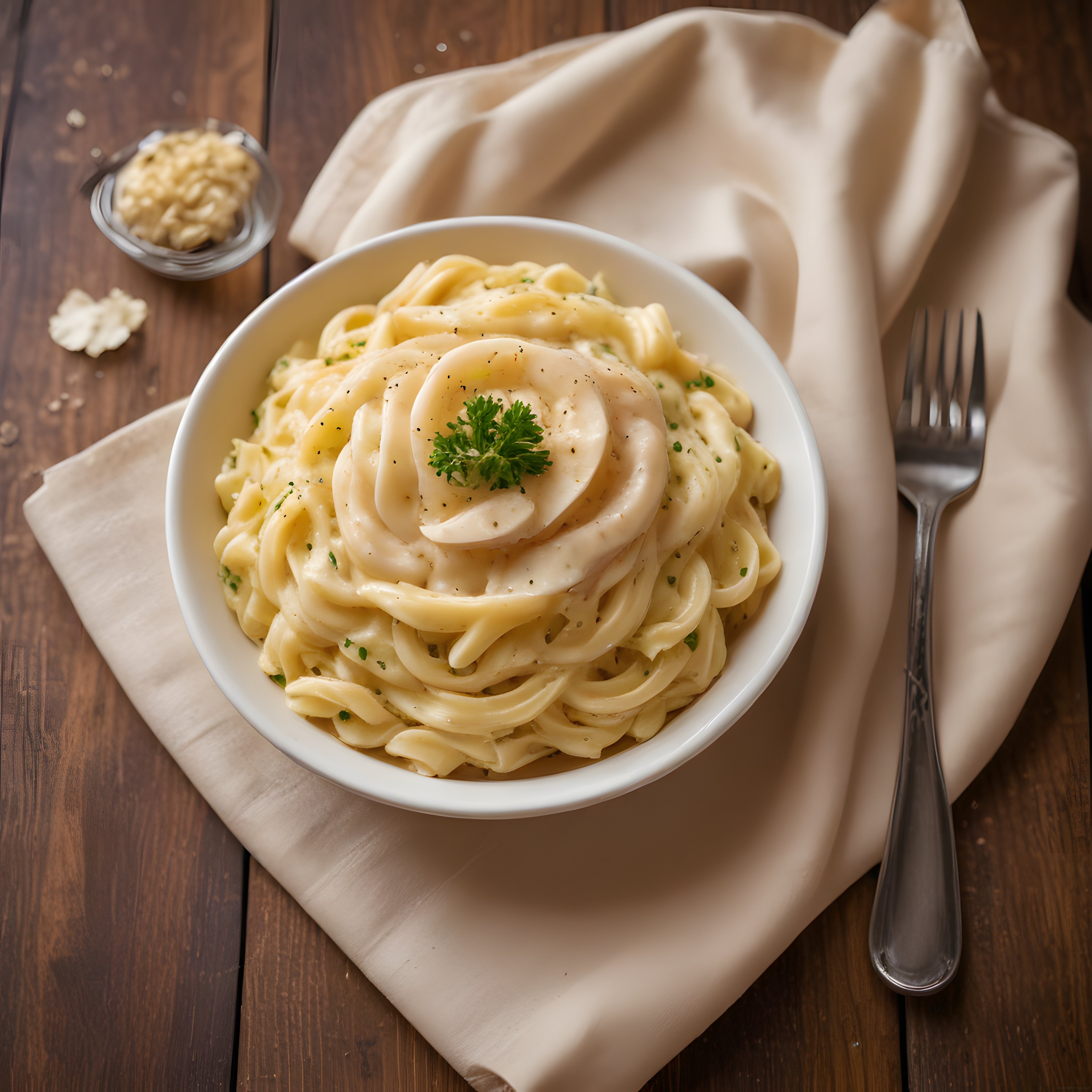 Kremalı tavuklu fettuccine tarifi, ev yapımı alfredo soslu makarna sunumu