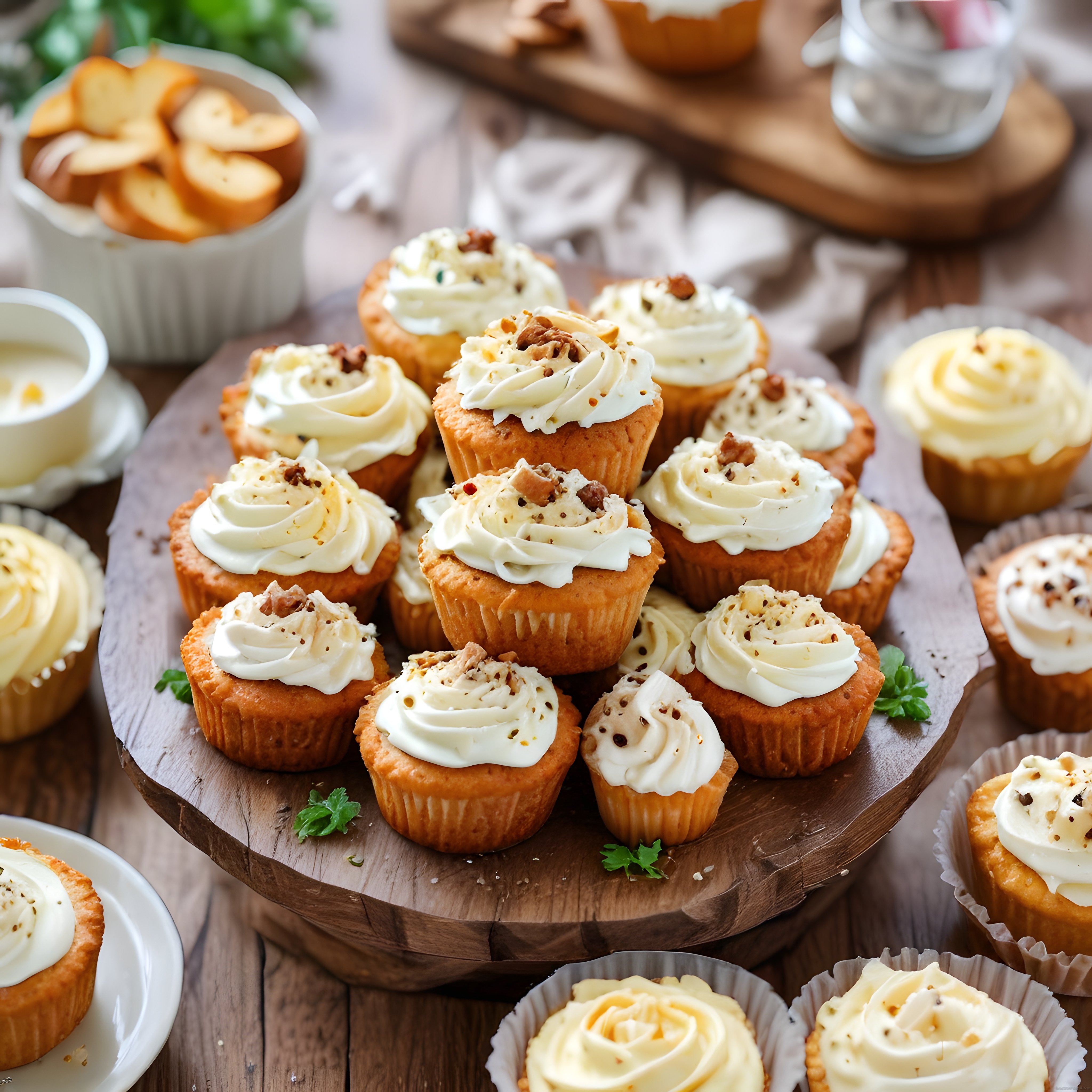 Kremalı Tuzlu Muffinlerle Şık Bir Brunch Sunumu ve Kahvaltı Masası
