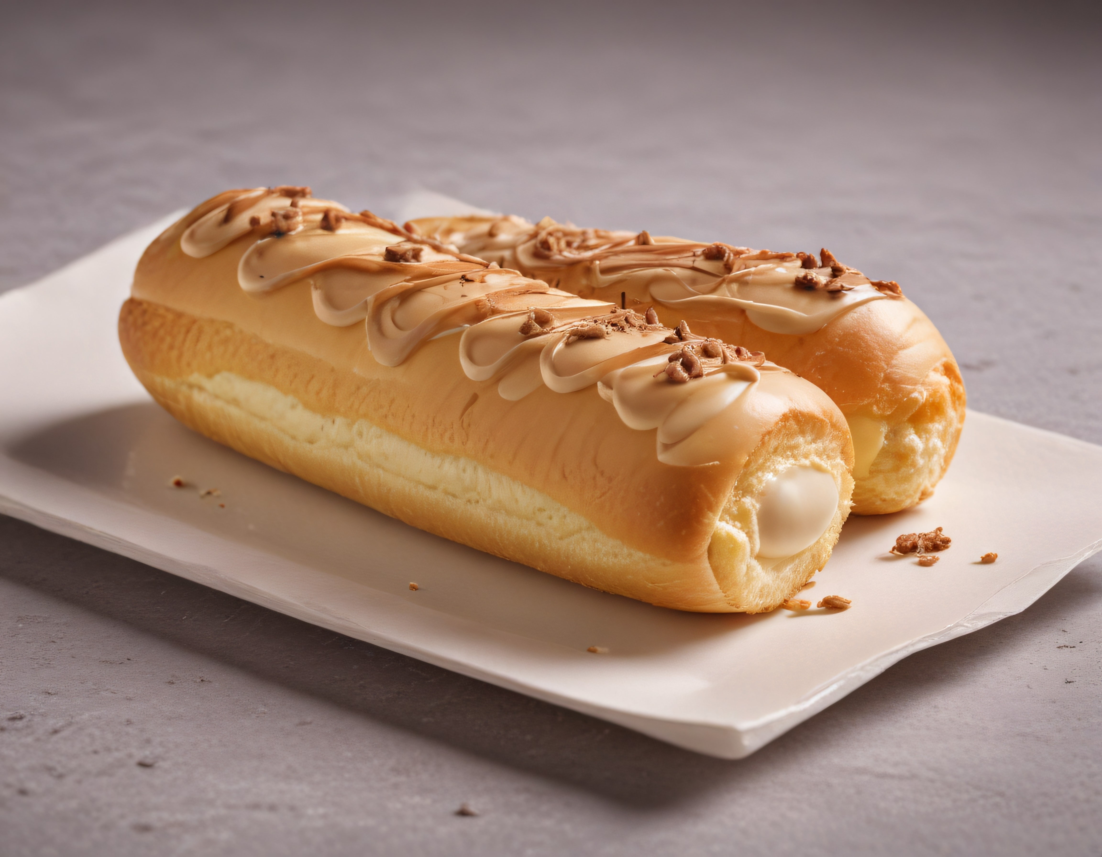 Kremalı ve Karamel Soslu Uzun Çörek Tatlısı: Taze Fırın Lezzeti