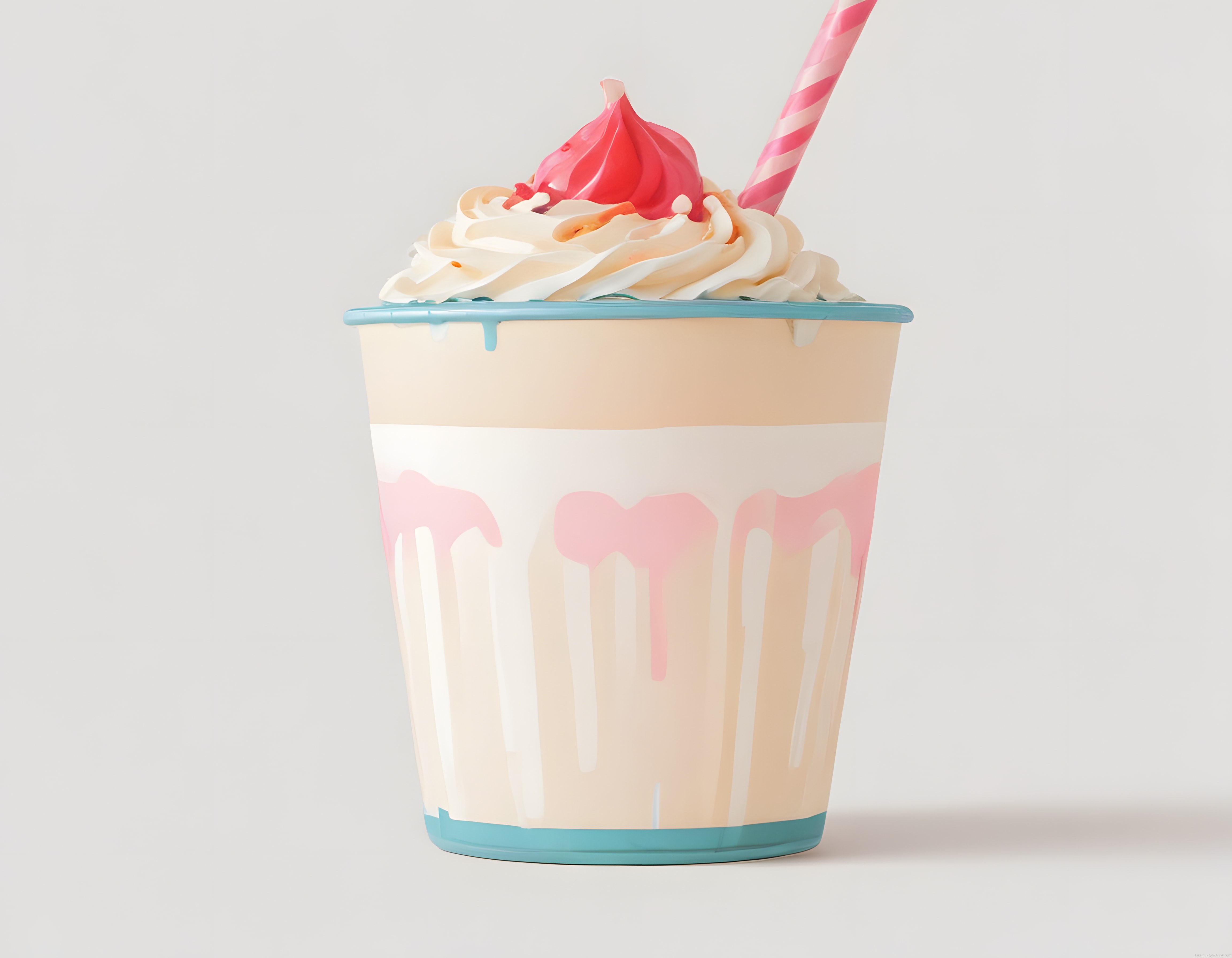 Kremalı ve Pembe Soslu Milkshake: Pastel Tatlı İçecek Tasarımı