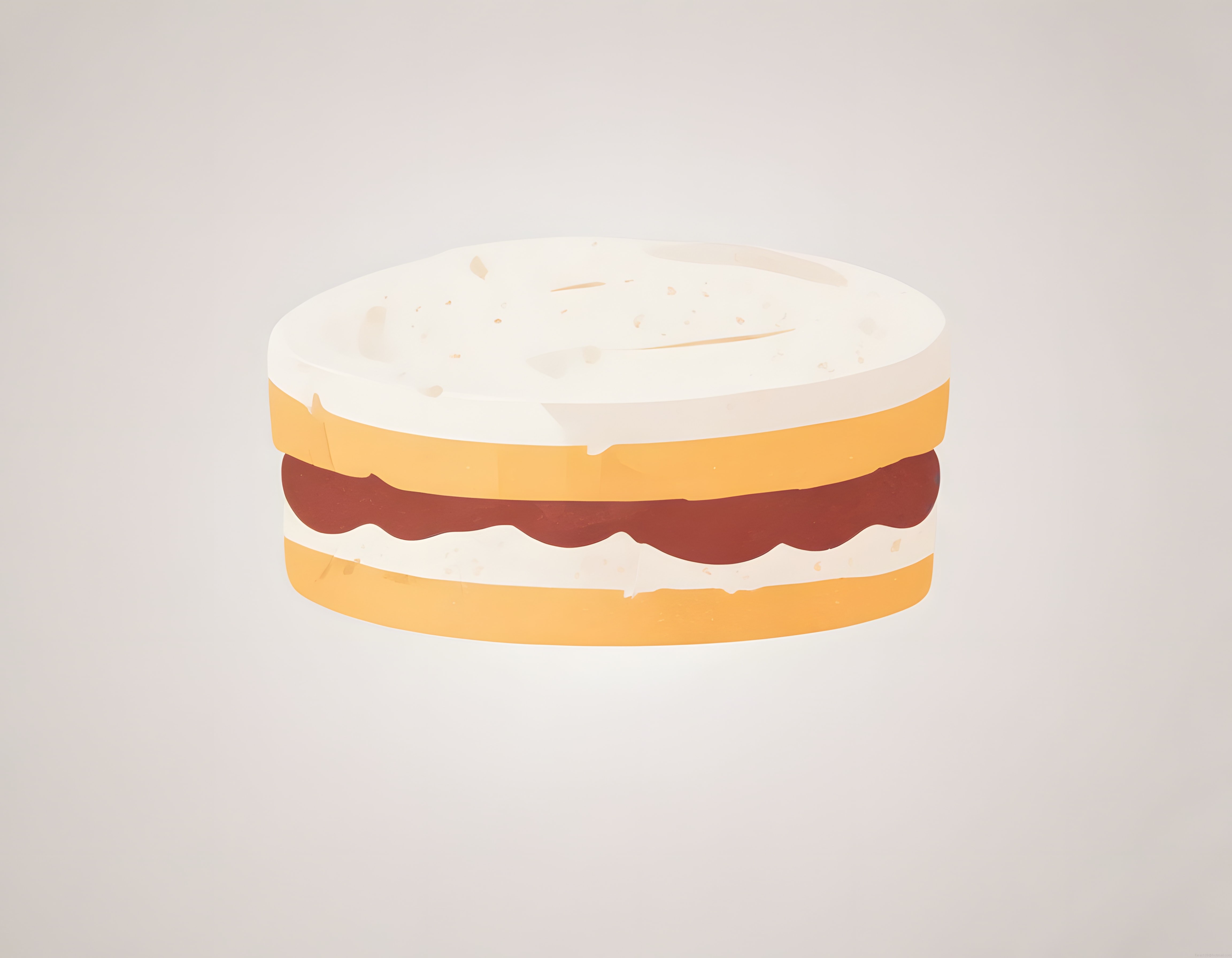 Kremalı ve Reçelli Katmanlı Pasta: Minimalist Dijital Tasarım