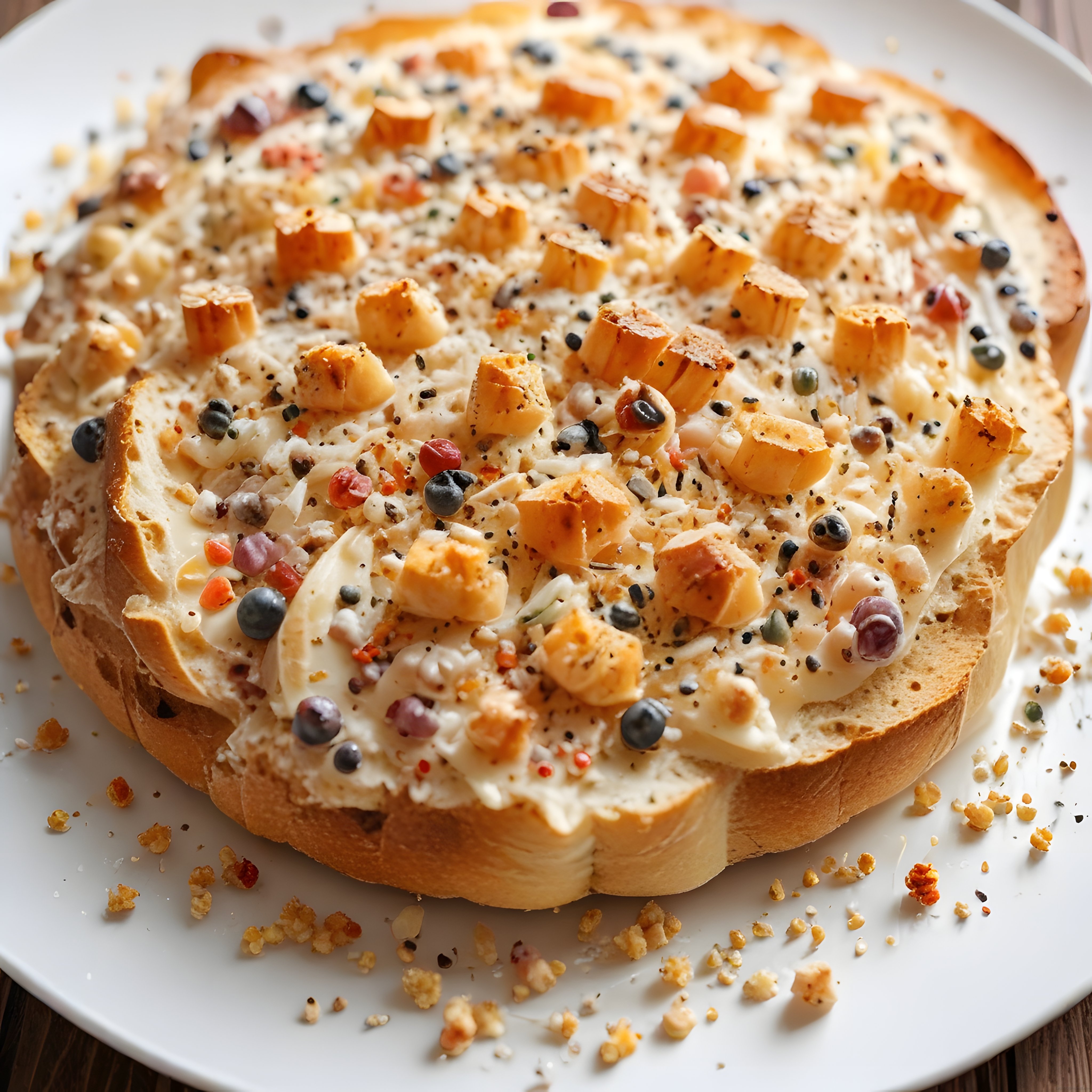Kremalı Yaban Mersinli Pasta Üzerinde Renkli Şekerlemeler ve Süslü Tatlı