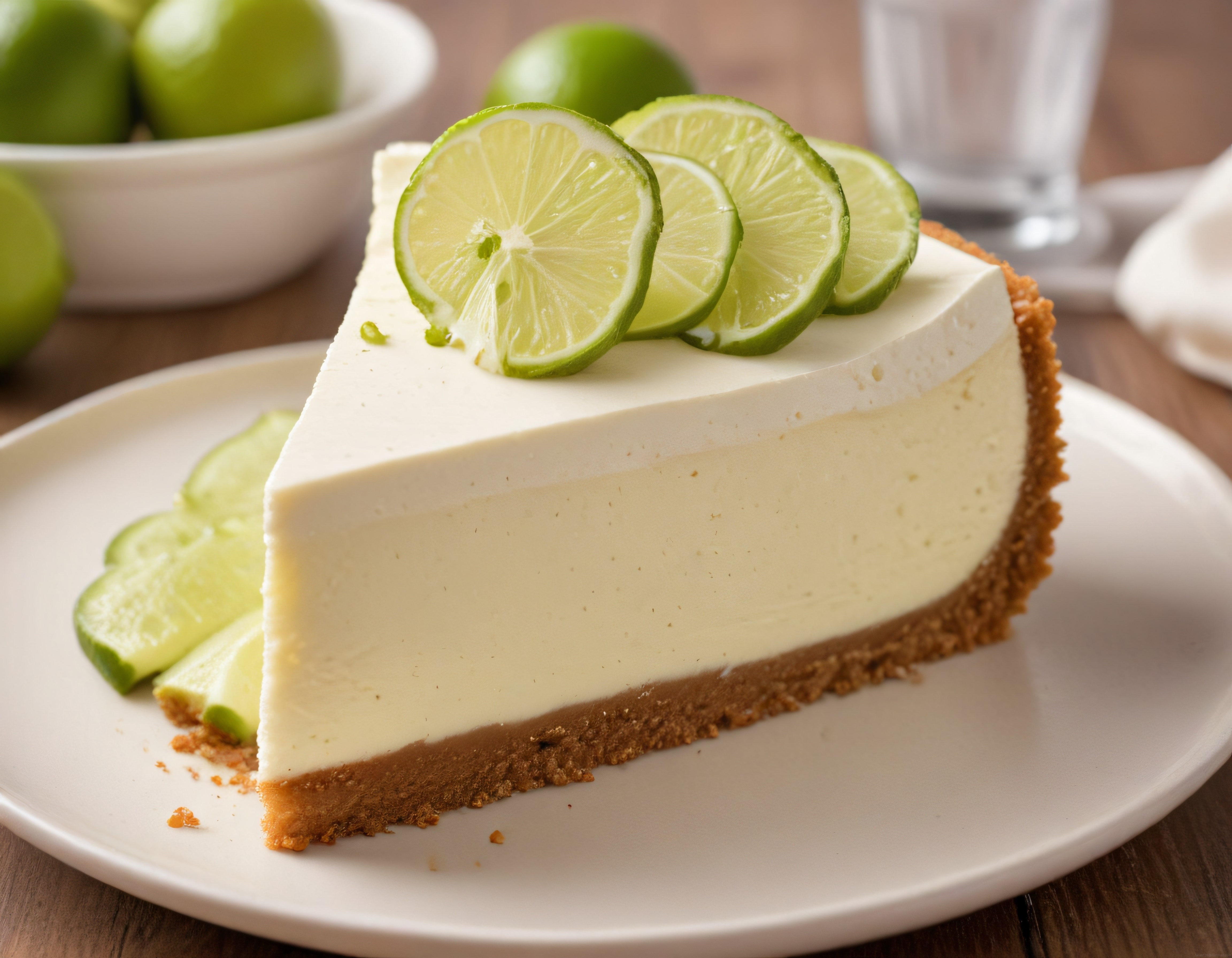 Kreması bol misket limonlu cheesecake dilimi ve bisküvi tabanı ile nefis tatlı