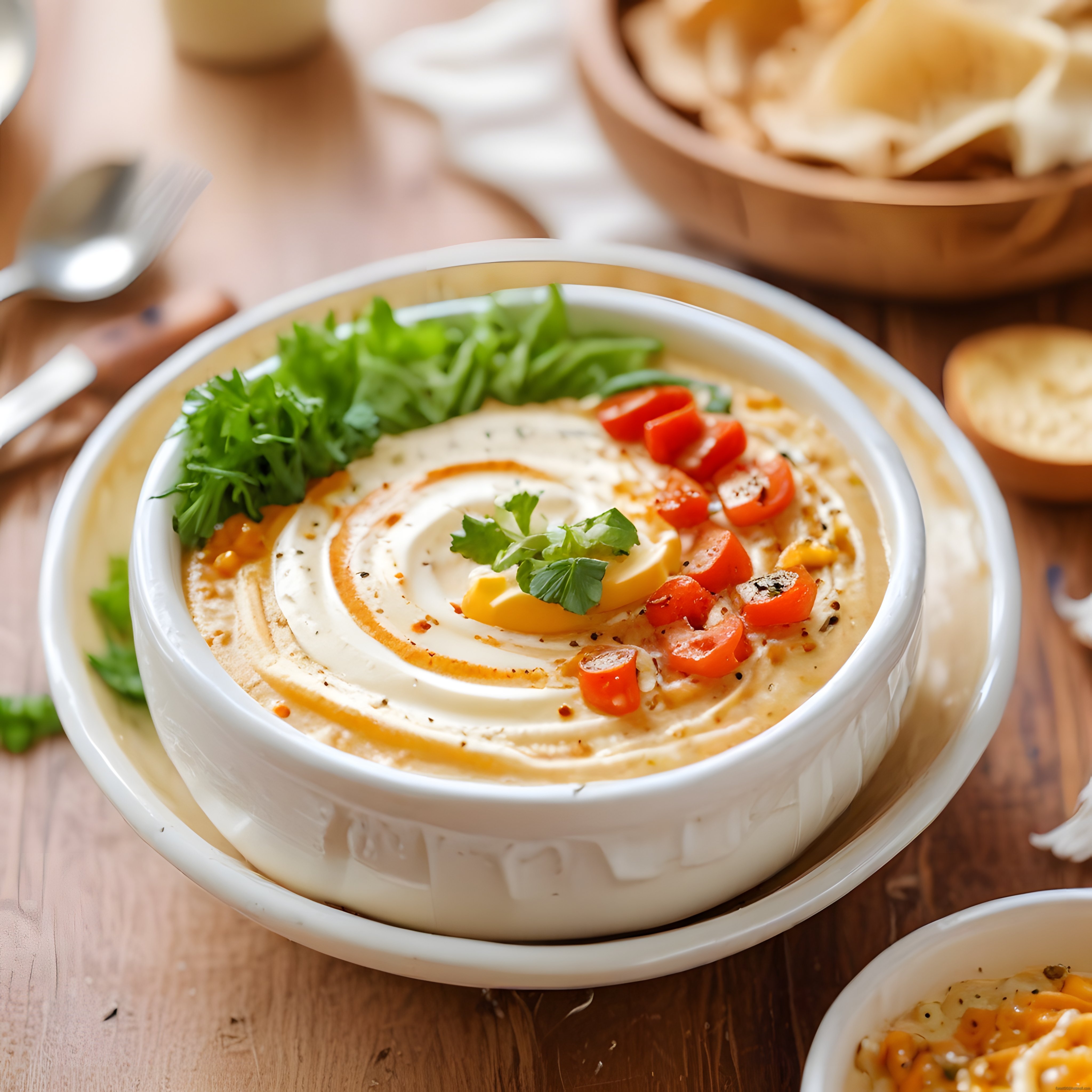Kreması Dökülen Ev Yapımı Humus Tarifi: Taze Sebzeler ve Tortilla Cips