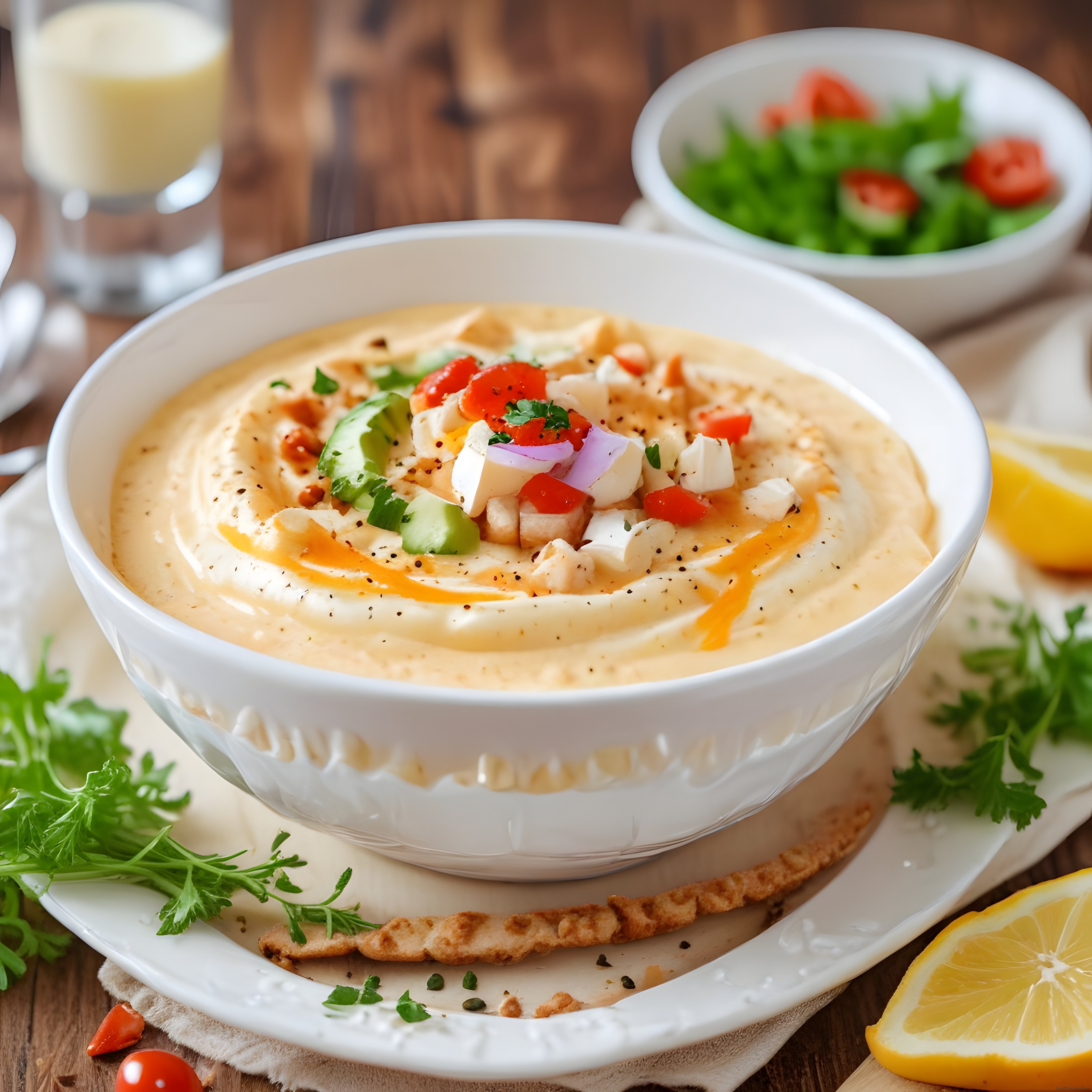 Kreması Muhteşem Humus Kasesi: Avokado, Peynir ve Taze Sebzelerle