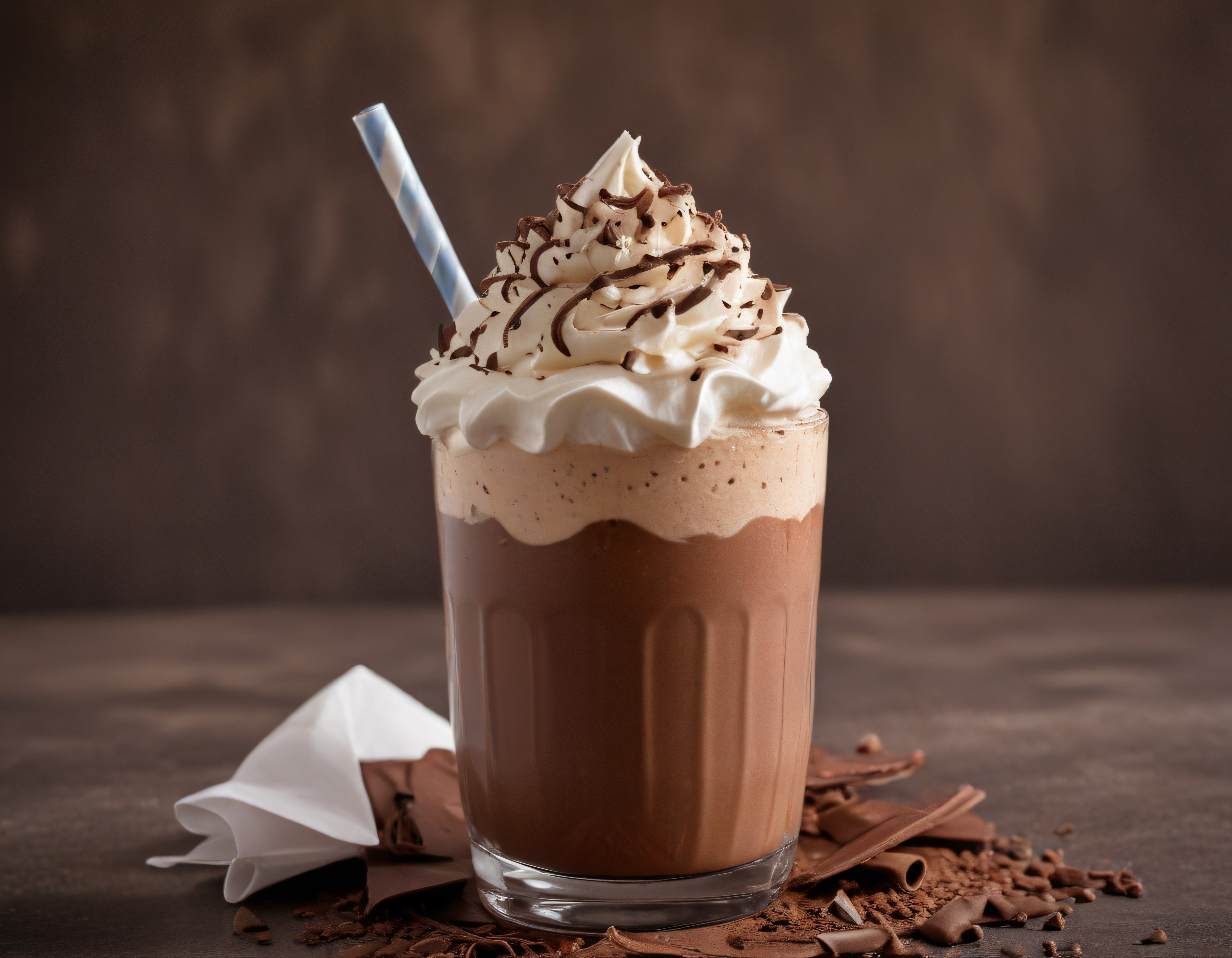 Kreması ve Çikolata Süslemesiyle Göz Alıcı Soğuk Çikolatalı Milkshake