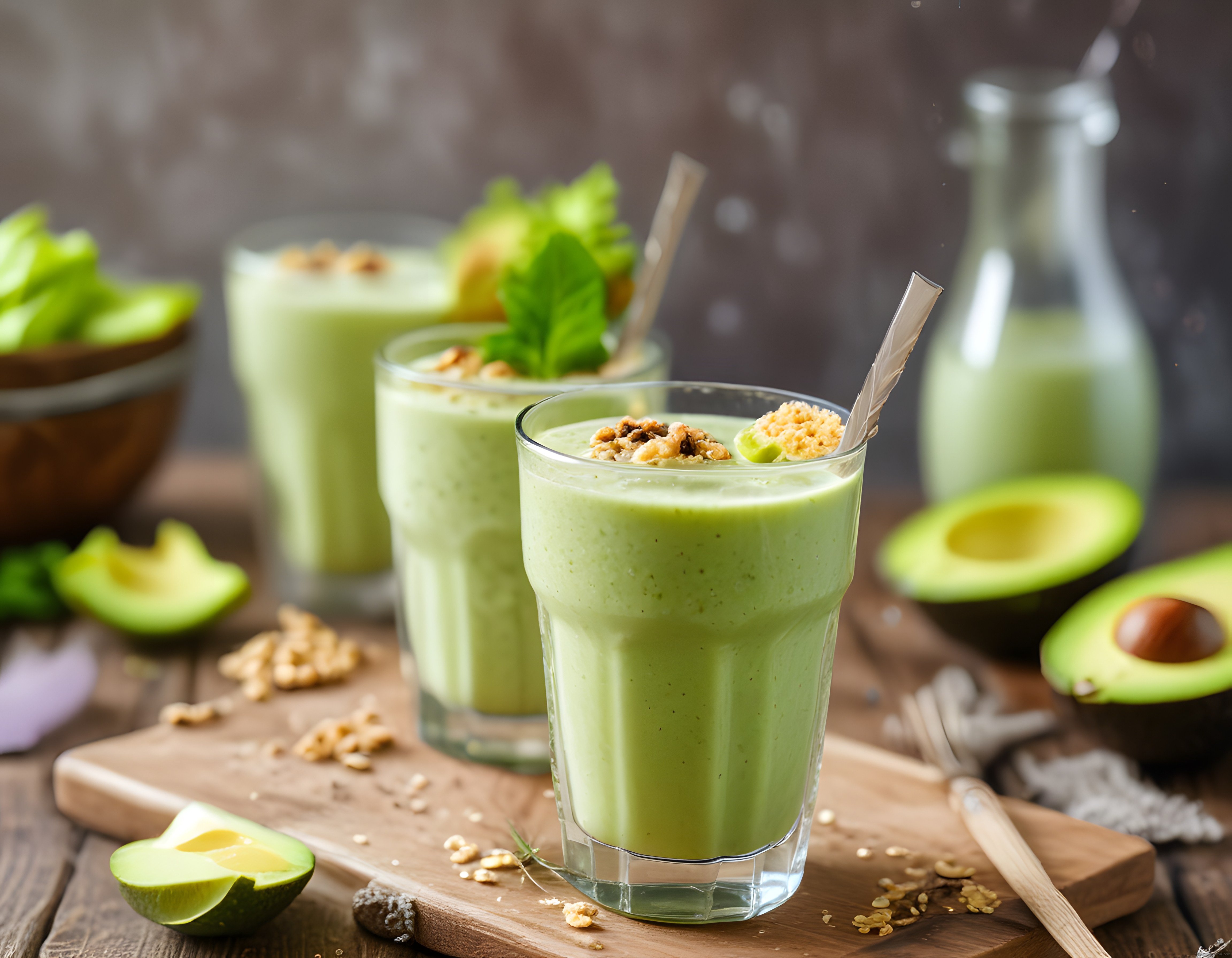 Kremsi Avokado Smoothie: Ceviz ve Taze Nane ile Süslenmiş Sağlıklı İçecek