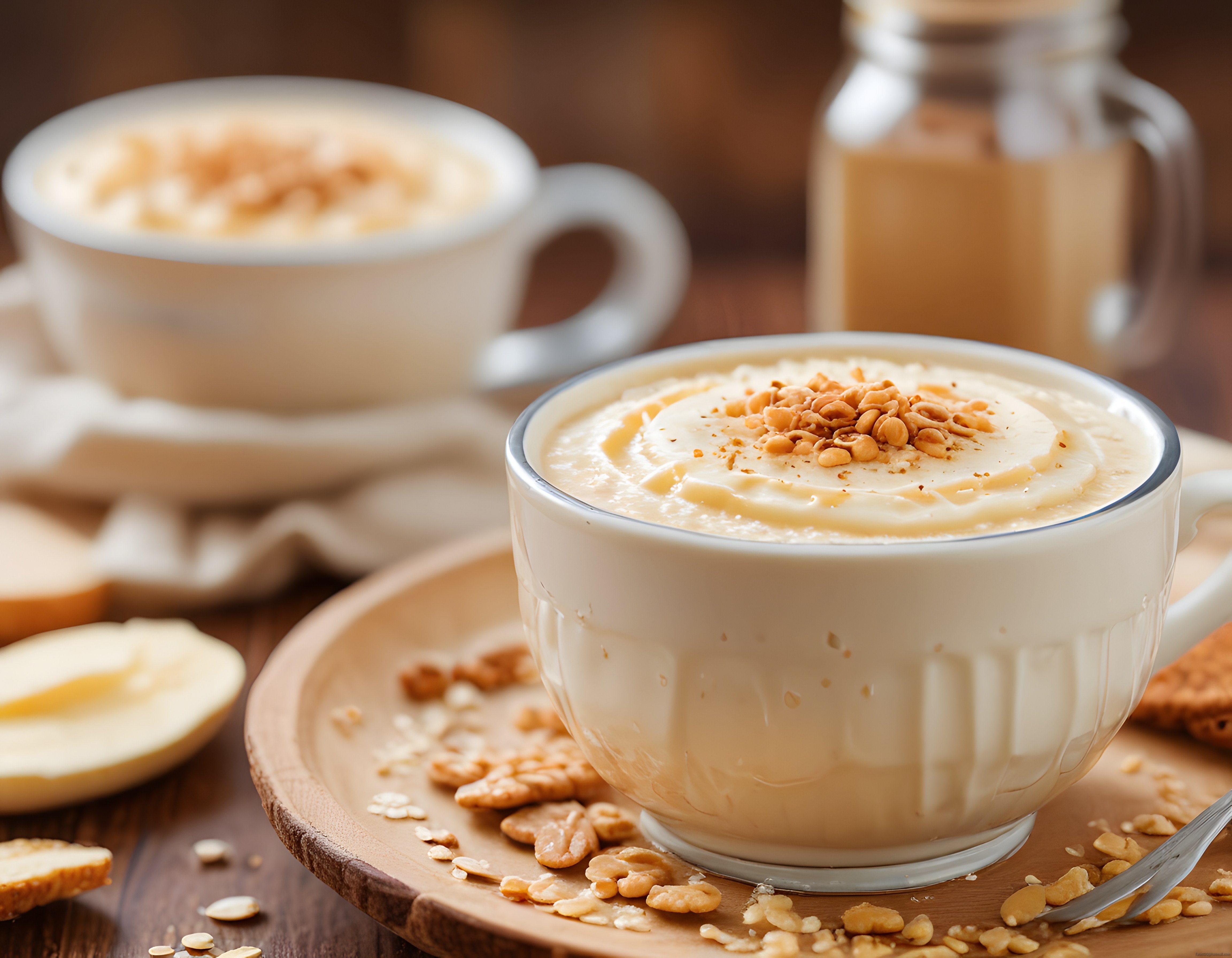 Kremsi Fındık Latte ve Taze Elma Dilimleriyle Lezzetli Sunum