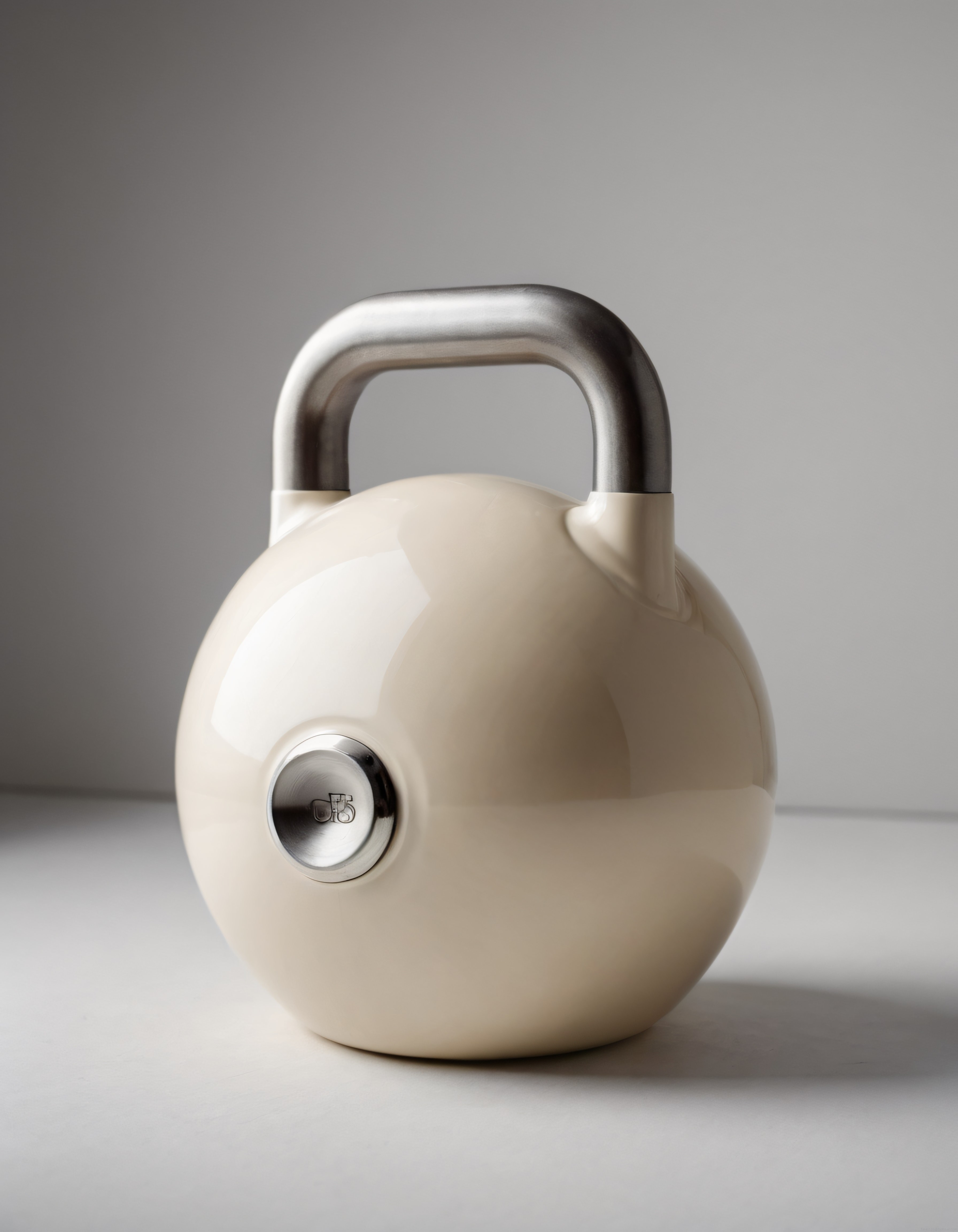 Krom Kulplu Krem Rengi Kettlebell ile Modern Fitness ve Kuvvet Antrenmanı