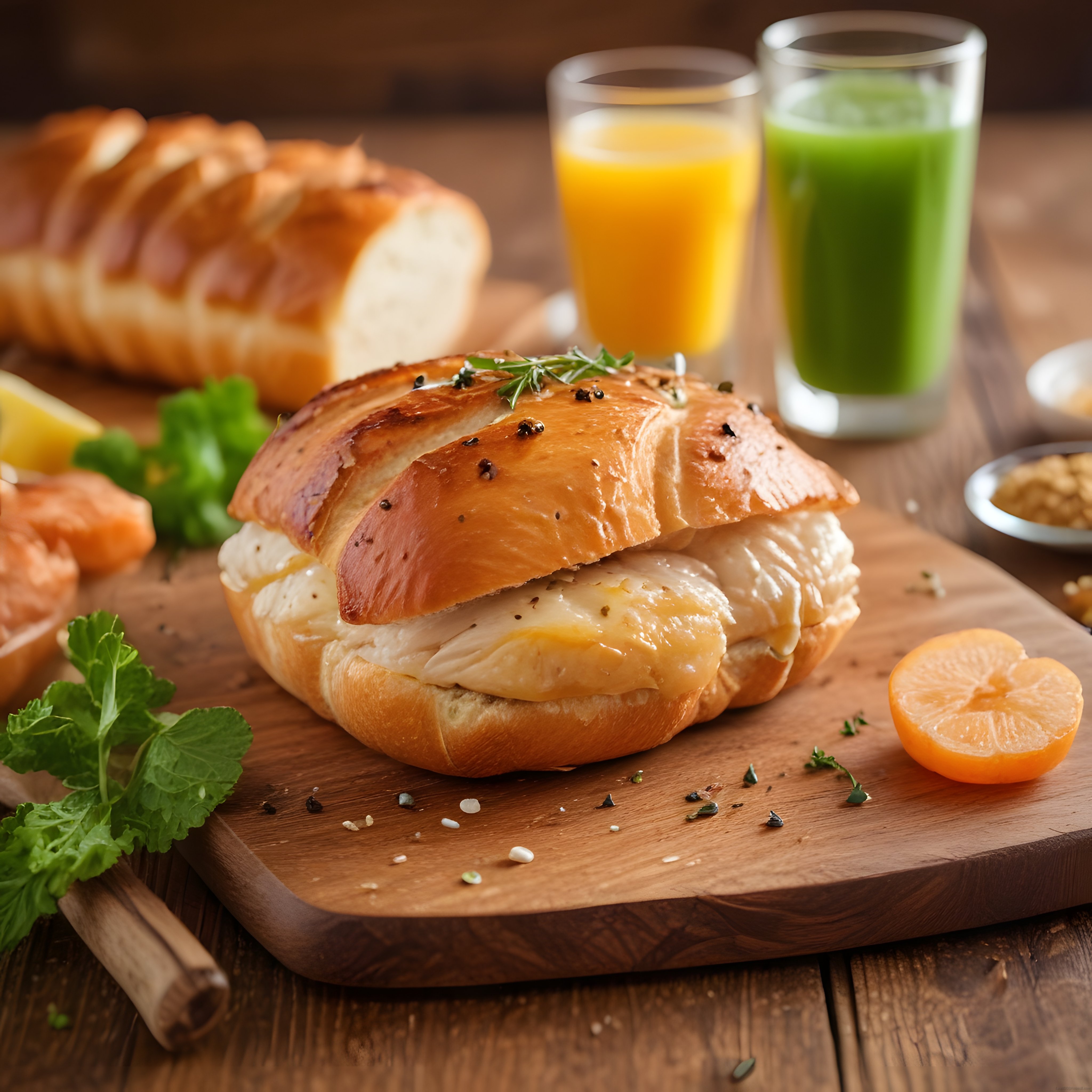 Kruvasan Sandviç, Portakal Suyu ve Yeşil Smoothie ile Leziz Kahvaltı
