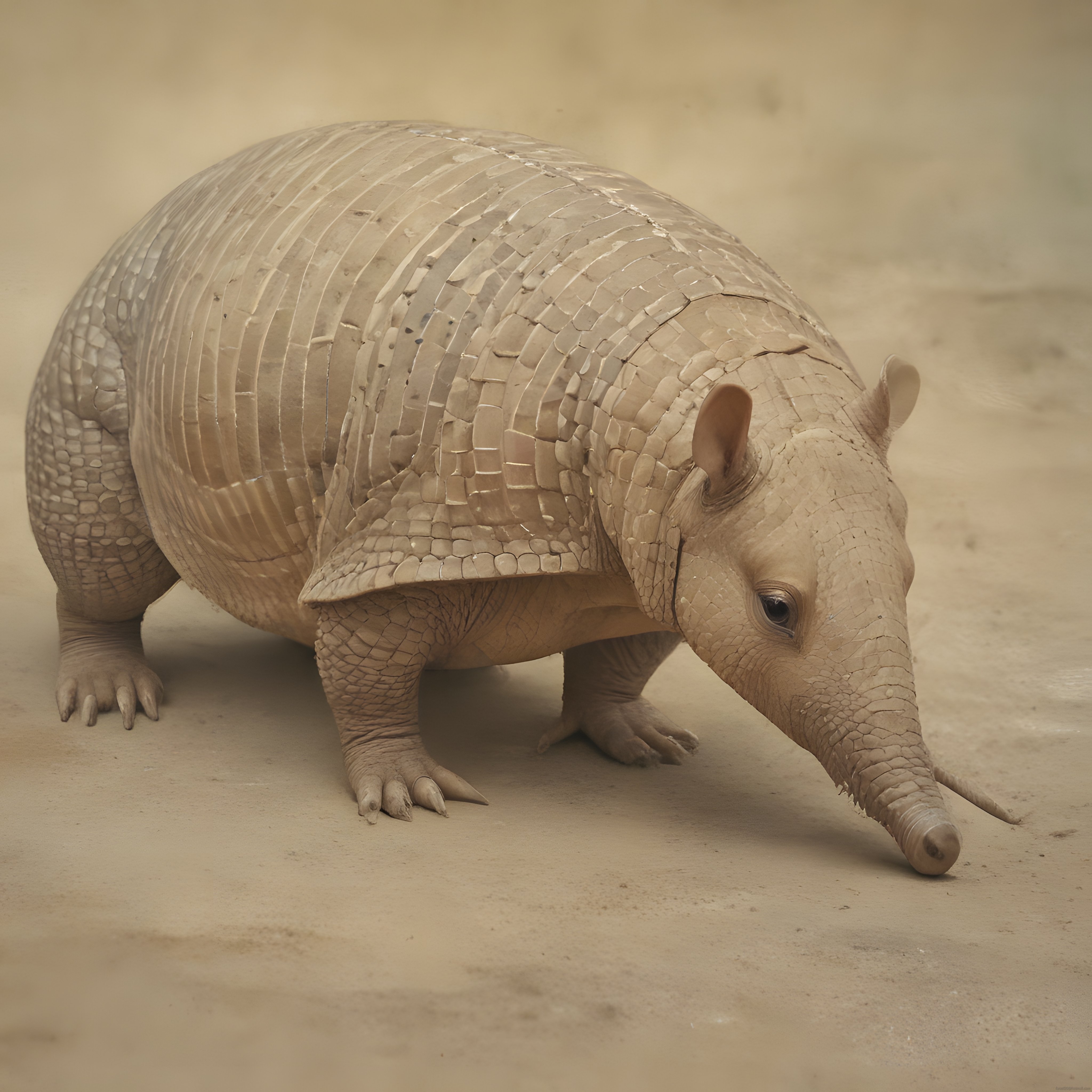 Kum Üzerinde İlerleyen Dev Zırhlı Armadillo Yakın Çekim Görüntüsü