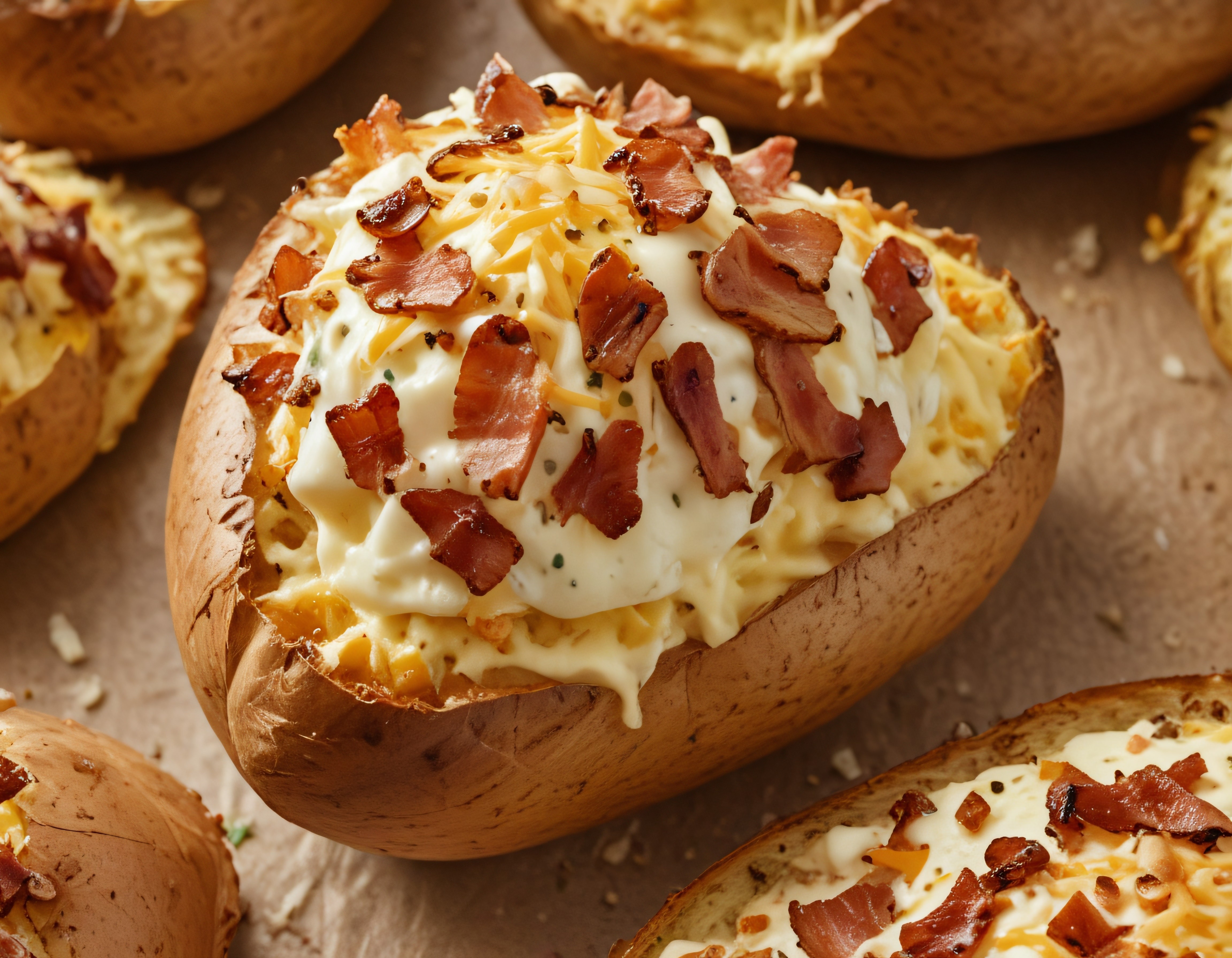 Kumpir Tarifi: Fırında Patates Üzeri Kremalı Peynir ve Çıtır Bacon